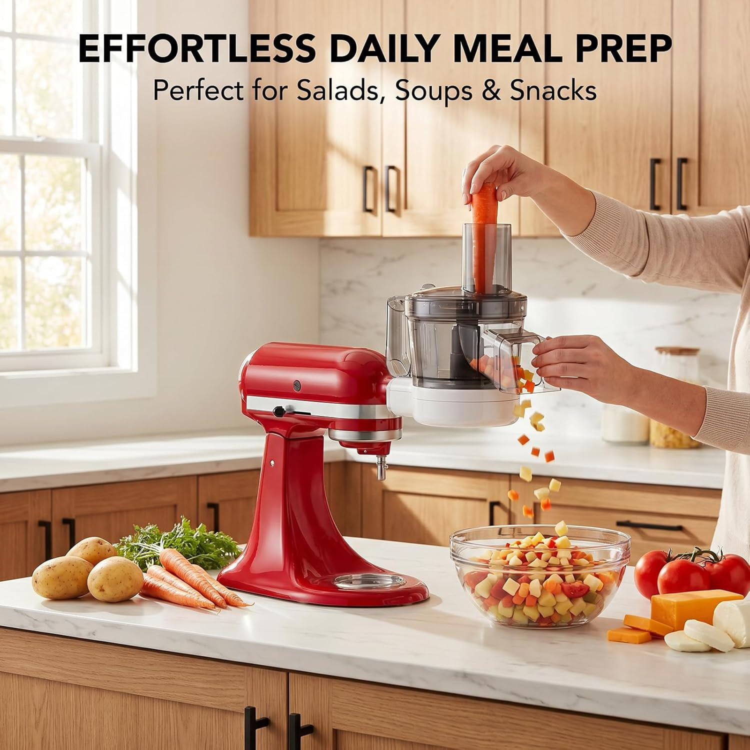 5-In-1 Food Processor Attachment for Kitchenaid, Multifunctional Chopper with Di
