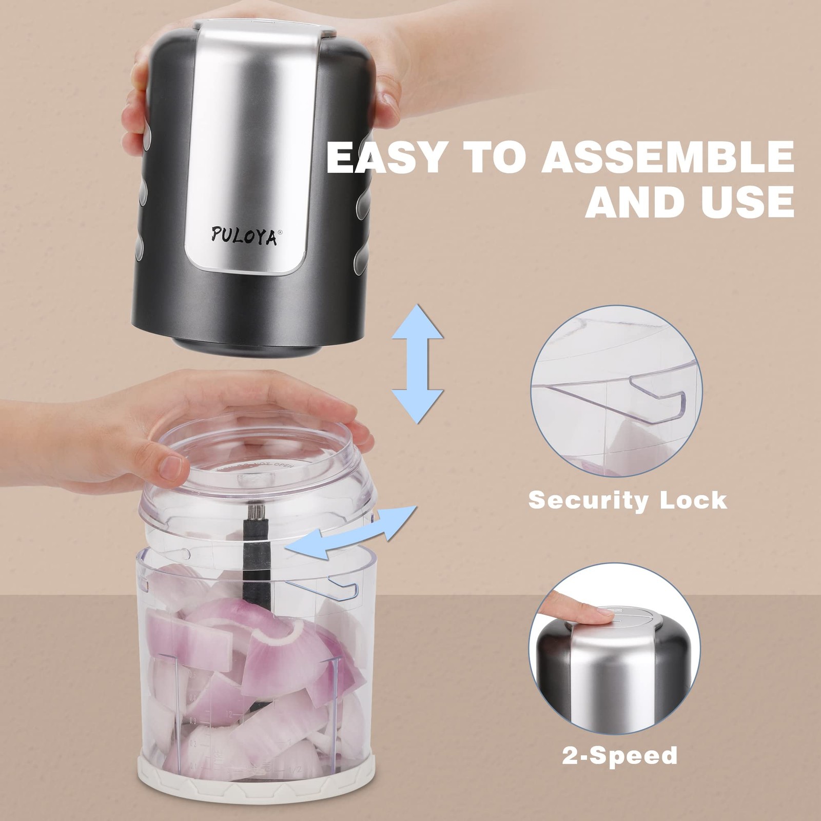 Mini Prep Food Processor for Chopping Mincing and Puree Vegetables and Meat 2…