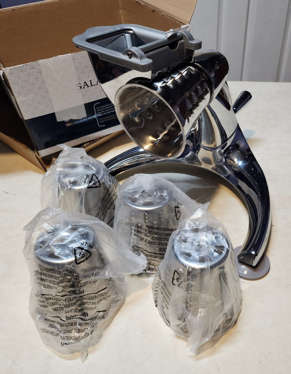 Saladmaster V Manual Food Processor with 5 Cutter Attachments