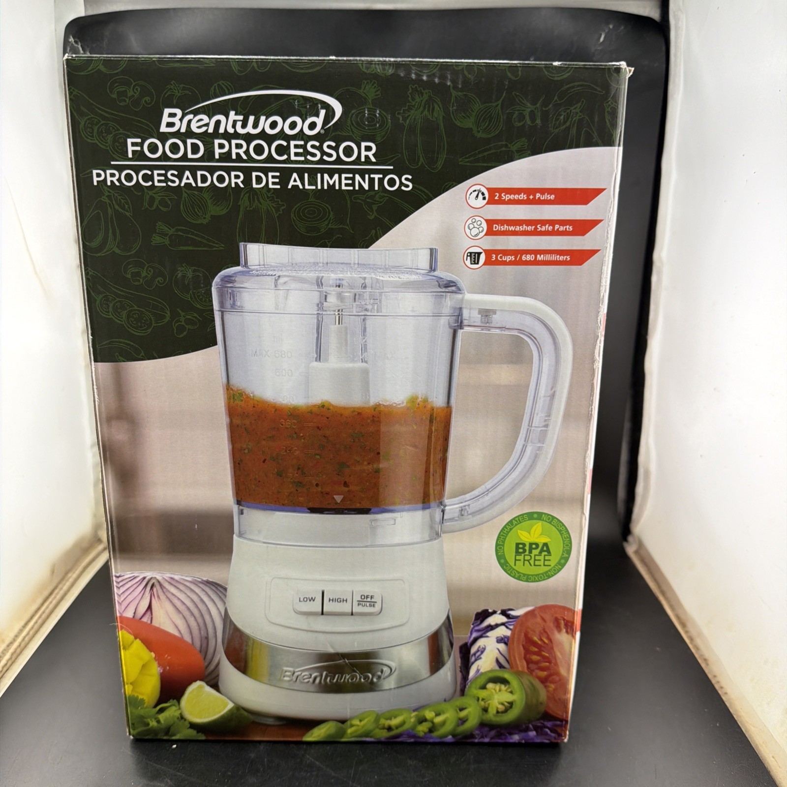 Brentwood FP-549W Food Processor – New in Box – 3 Cup Capacity – white