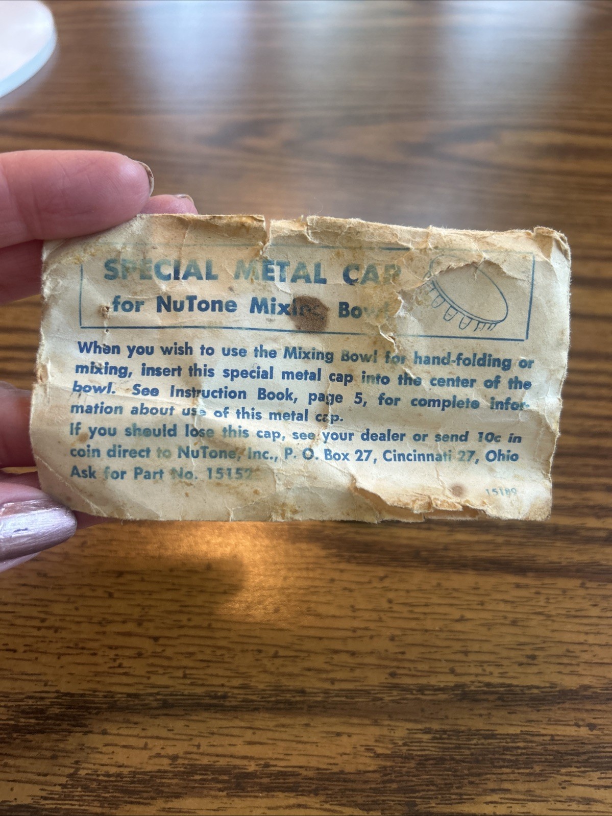 NuTone Built-In Food Center ‘Special Metal Cap’ Attachment Replacement NOS 15152