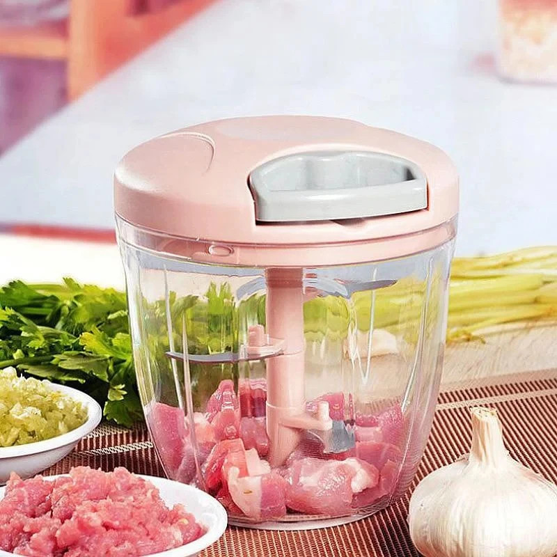 500/900ML Hand Chopper Manual Rope Food Processor Silcer Shredder Salad Maker Ga