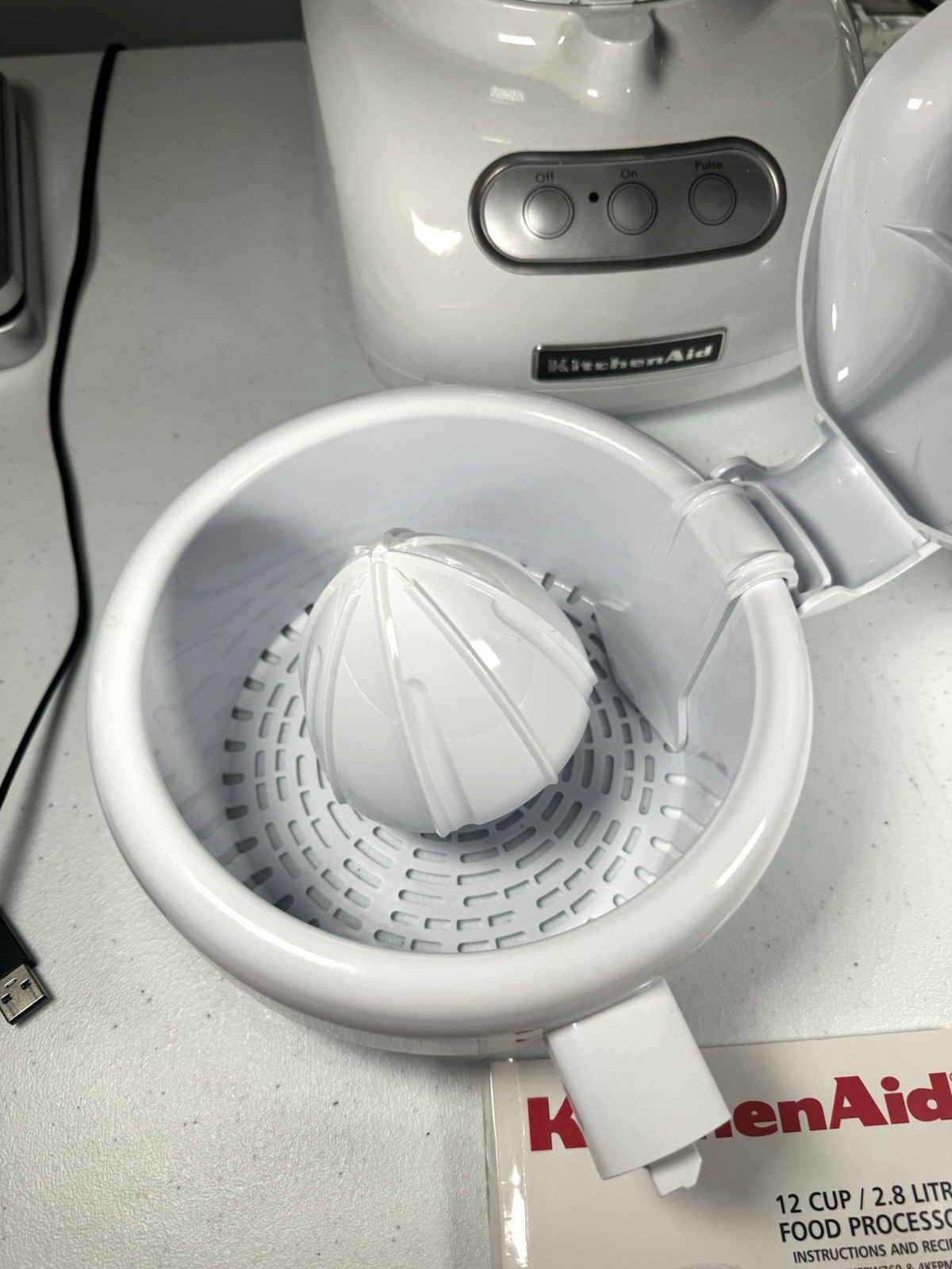 Kitchen Aid 12 Cup Food Processor Model 4KFPW760 With Accessories White w/Manual