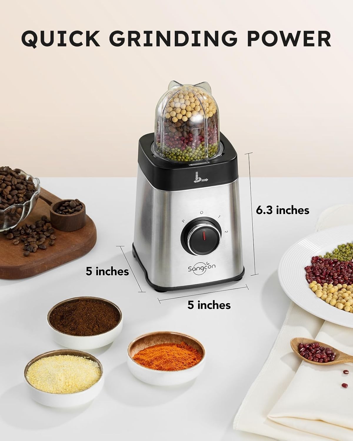 5-in-1 Kitchen Blender & Food Processor Combo, Smoothies, Meat Chopper, 40oz Jar
