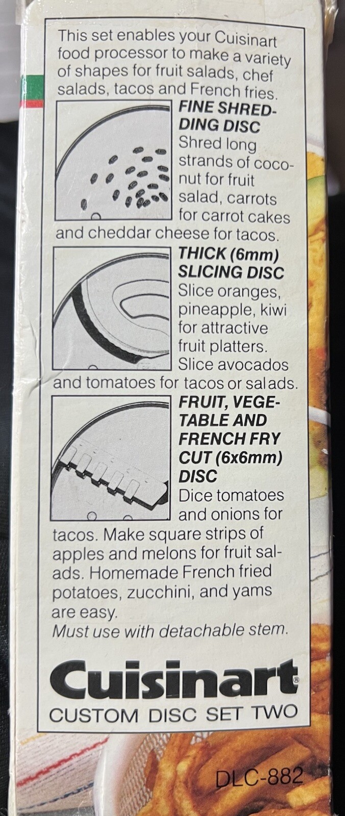 Cuisinart Custom Fine Shred Thick Slicing French Fry/Fruit Disc DLC 836 846 844