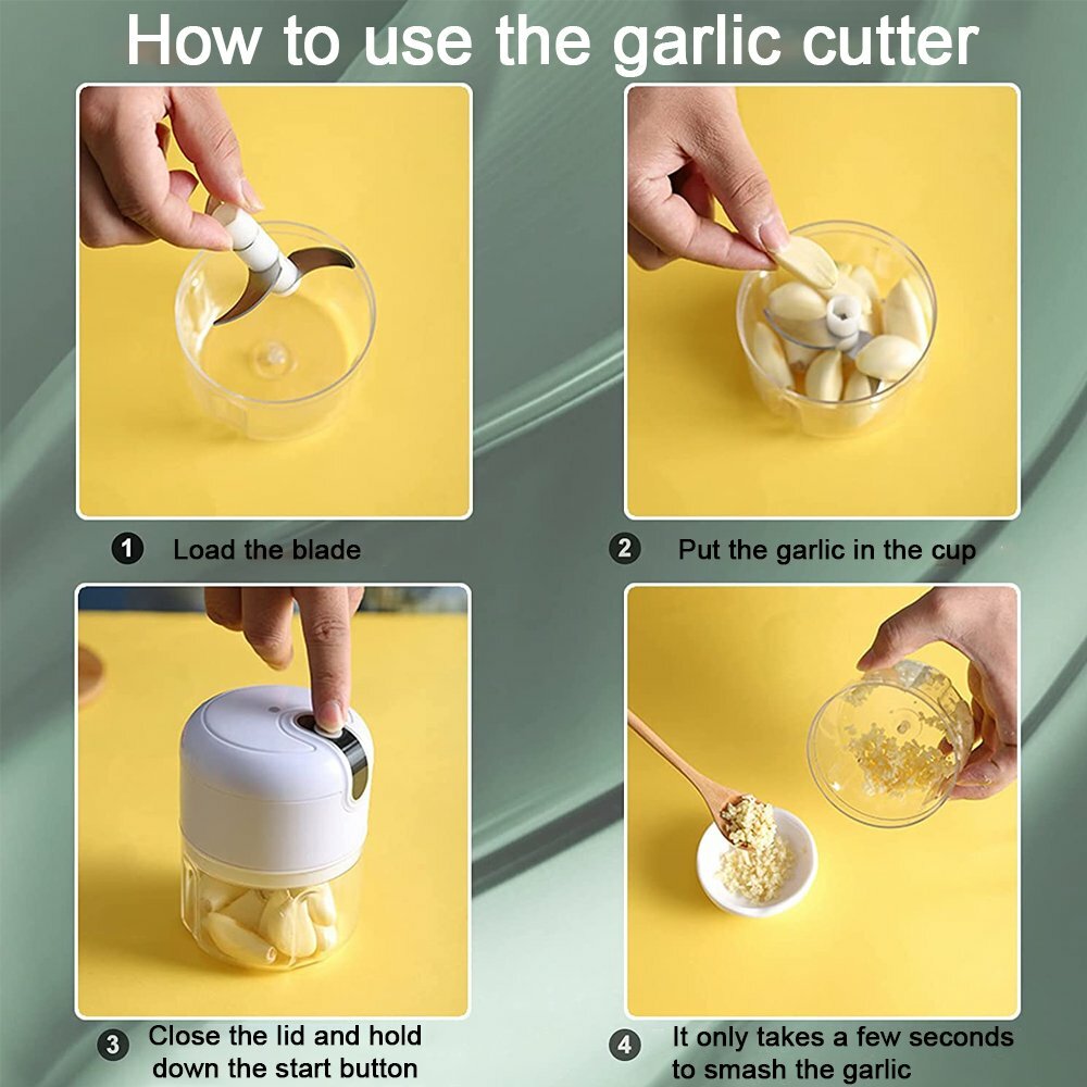 Electric Mini Garlic Spice Chopper Blender Mincer Food Processor USB Charging