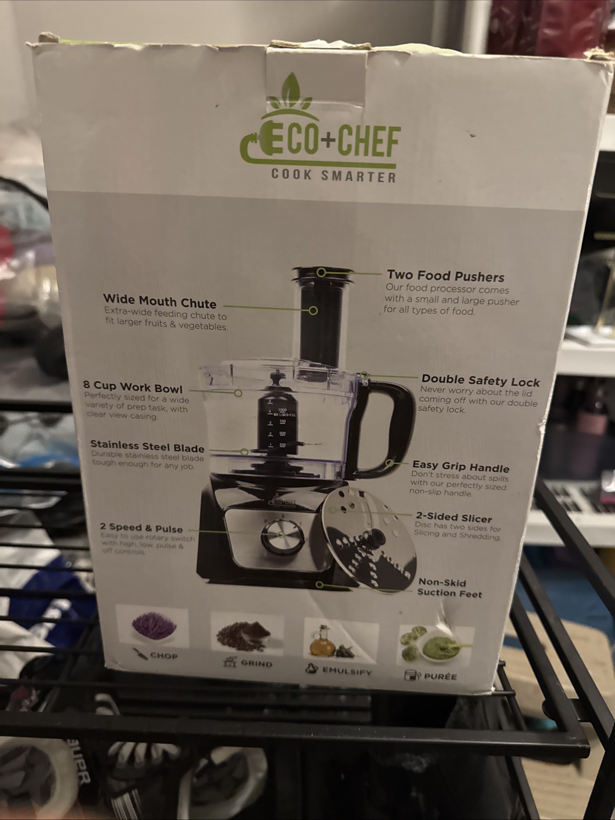NEW ECHO+CHEF 8 CUP FOOD PROCESSOR