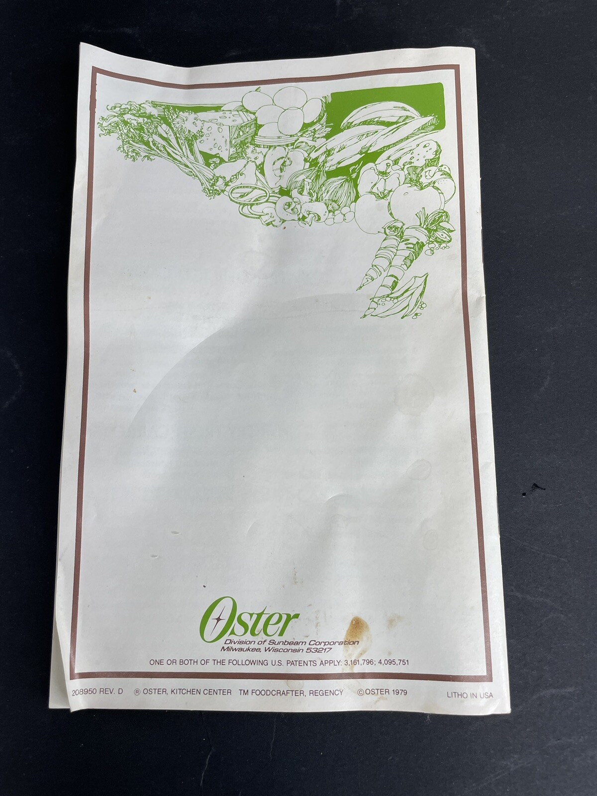 Vintage Oster Food Crafter Slicer/Shredder/Salad Maker/ Fry Cutter Cookbook