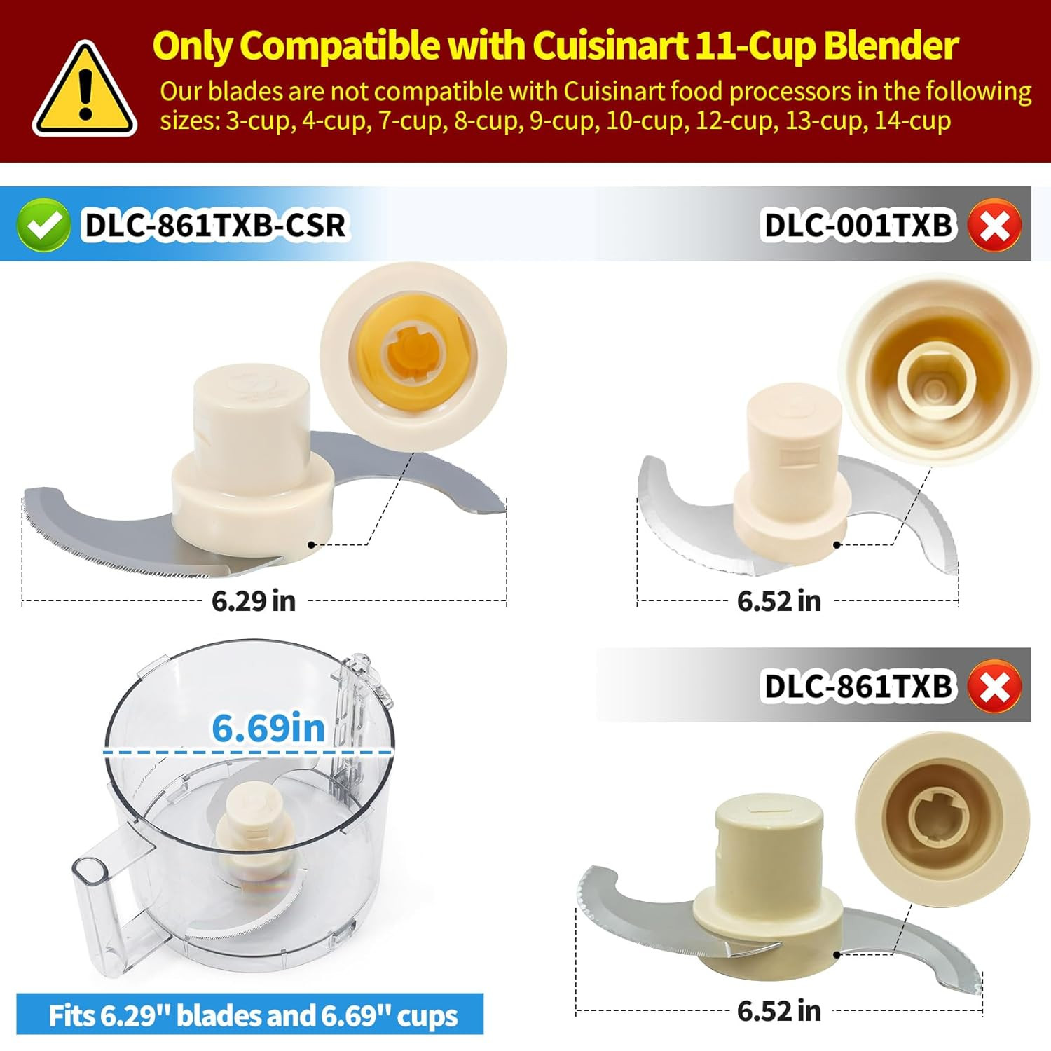 Replacement Chopping Blade for Cuisinart 11 Cup Food Processor DLC 8 DFP 11 Stai