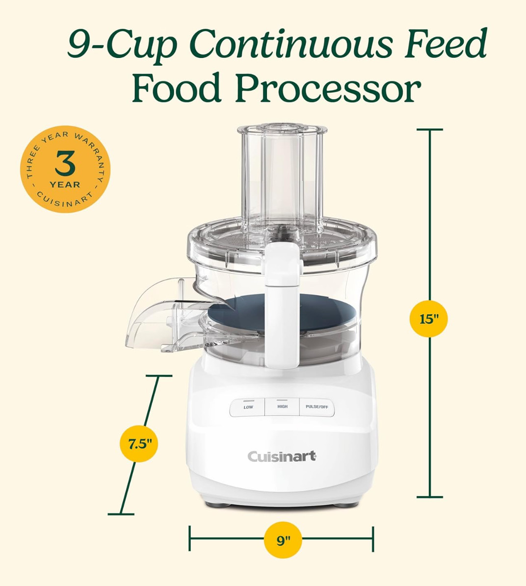 ⭐️ Cuisinart FP-9CF 9-Cup Continuous Feed Core Food Processor White BRAND NEW ⭐️