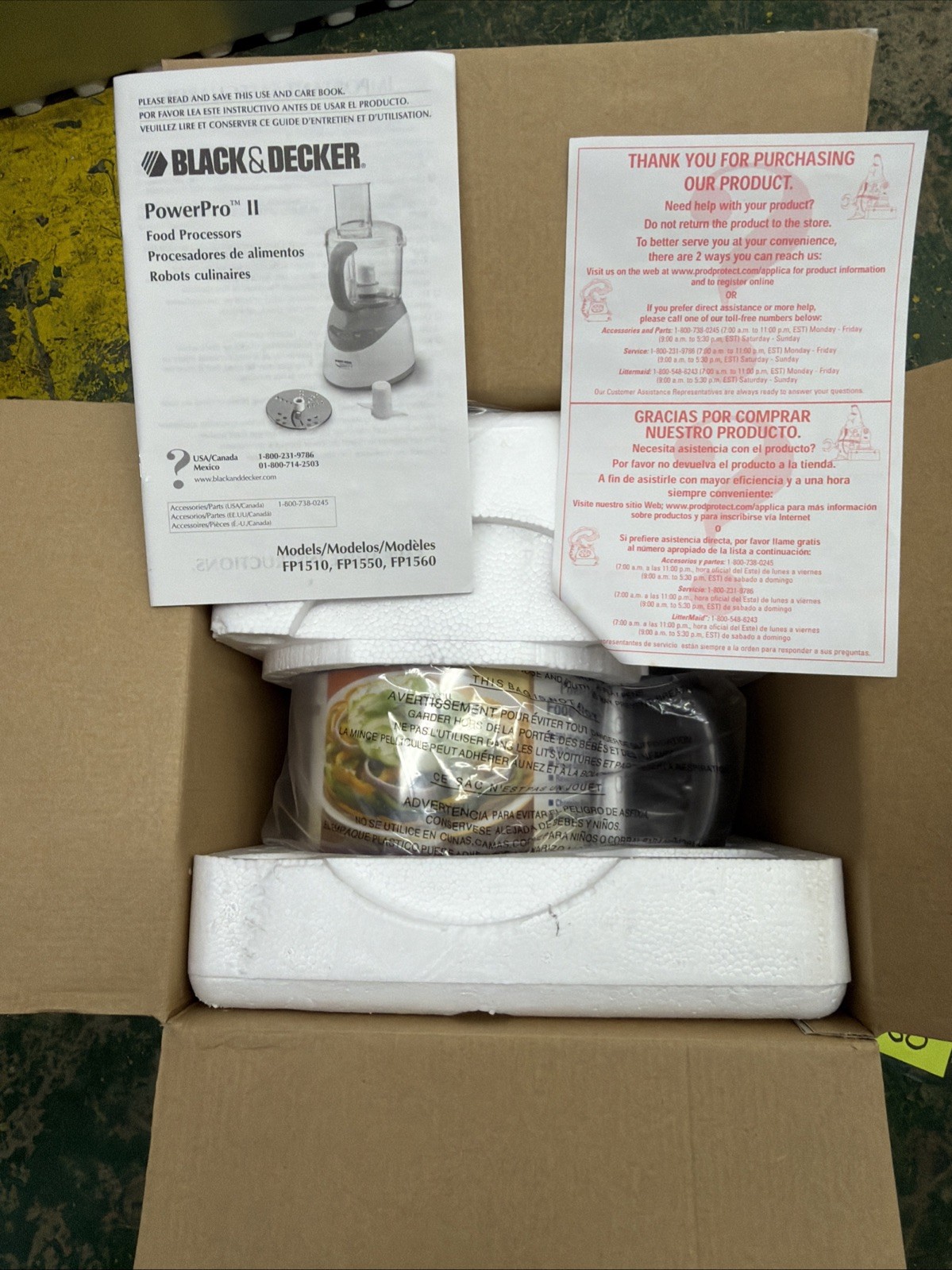Black & Decker Power Pro II 10 Cup Food Processor FP15505 Brand New Silver Blck