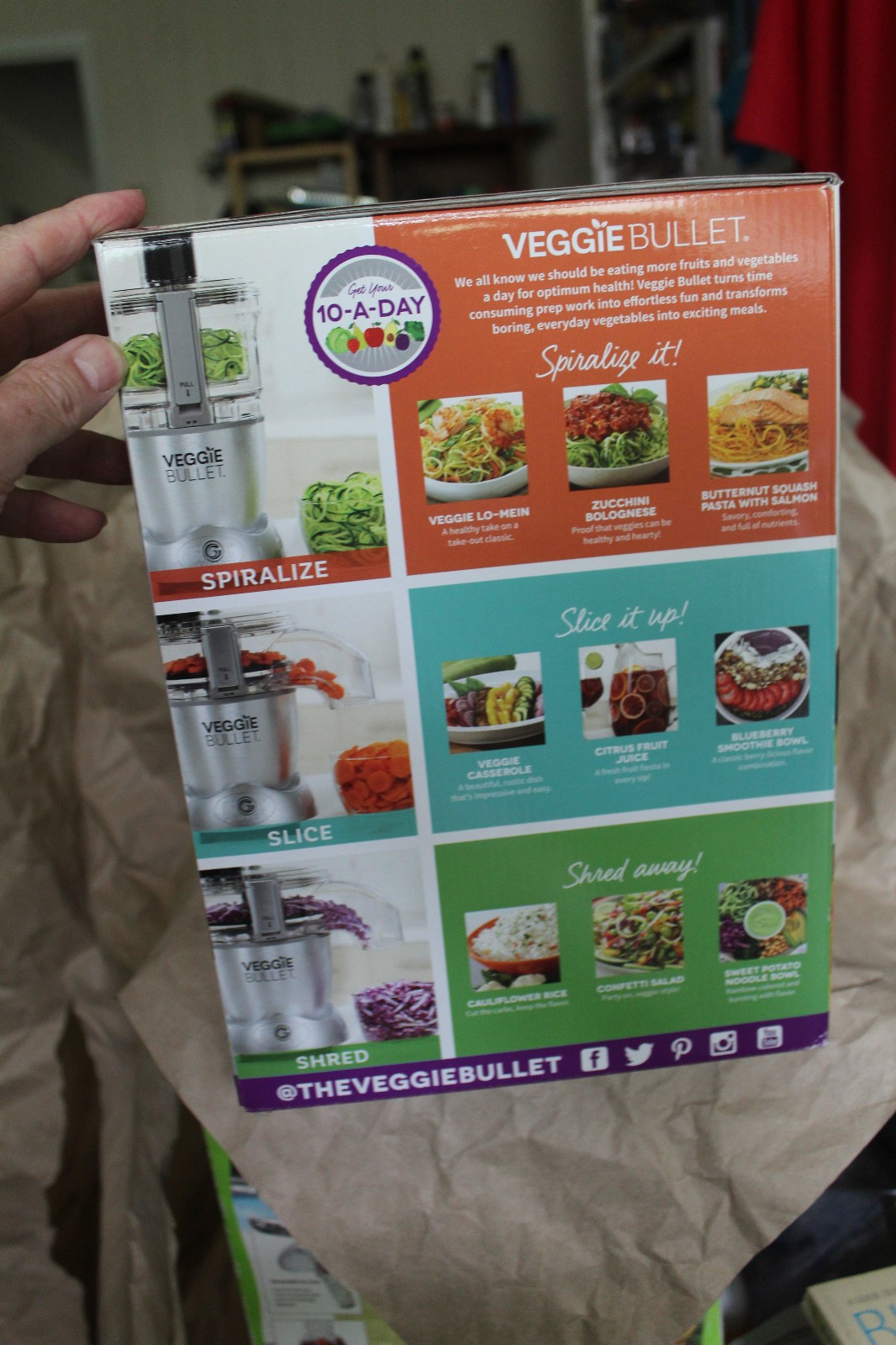 Veggie Bullet 3-in-1 Food Processor Slice Shred Spiralize VBR-1001 New Open Box