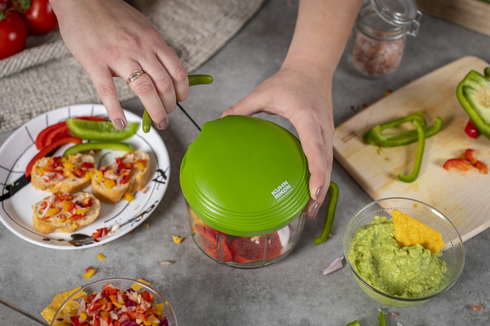 Manual Food Processor Pull Chop 2 Cup Cord Mechanism Vegetable Chopper Dice