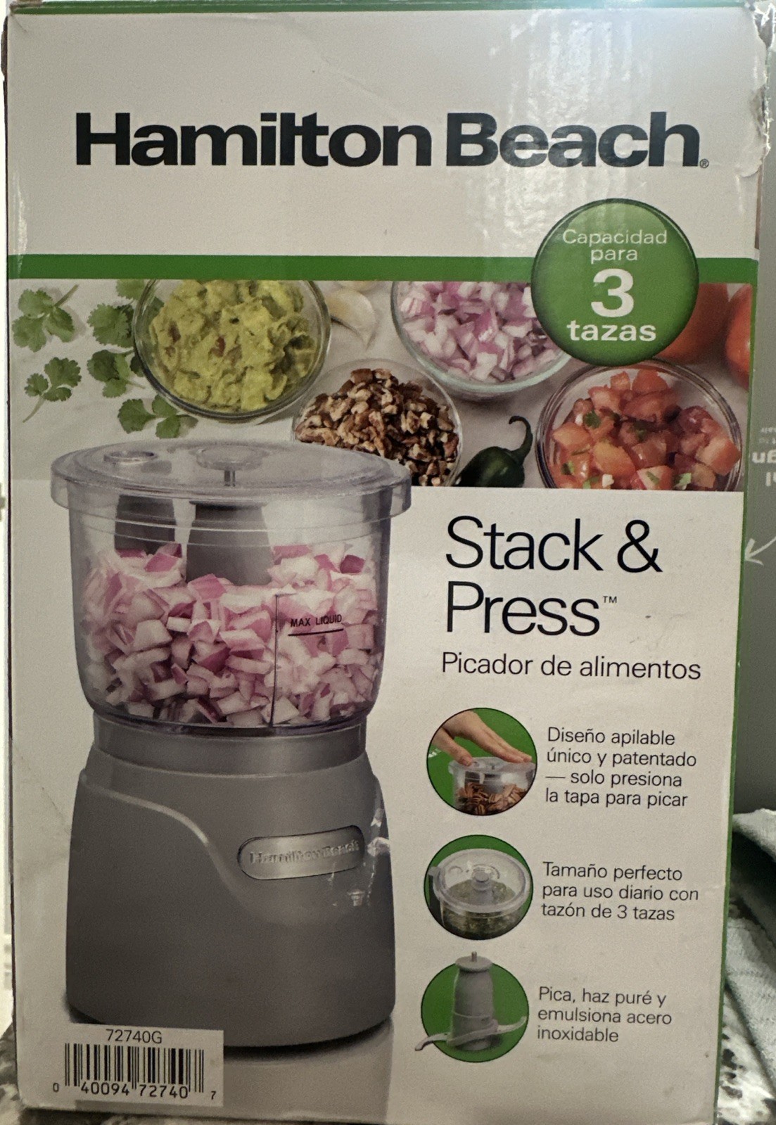 Hamilton Beach Gray Chopper Stack & Press Food Processor Mini 3 Cup 72740