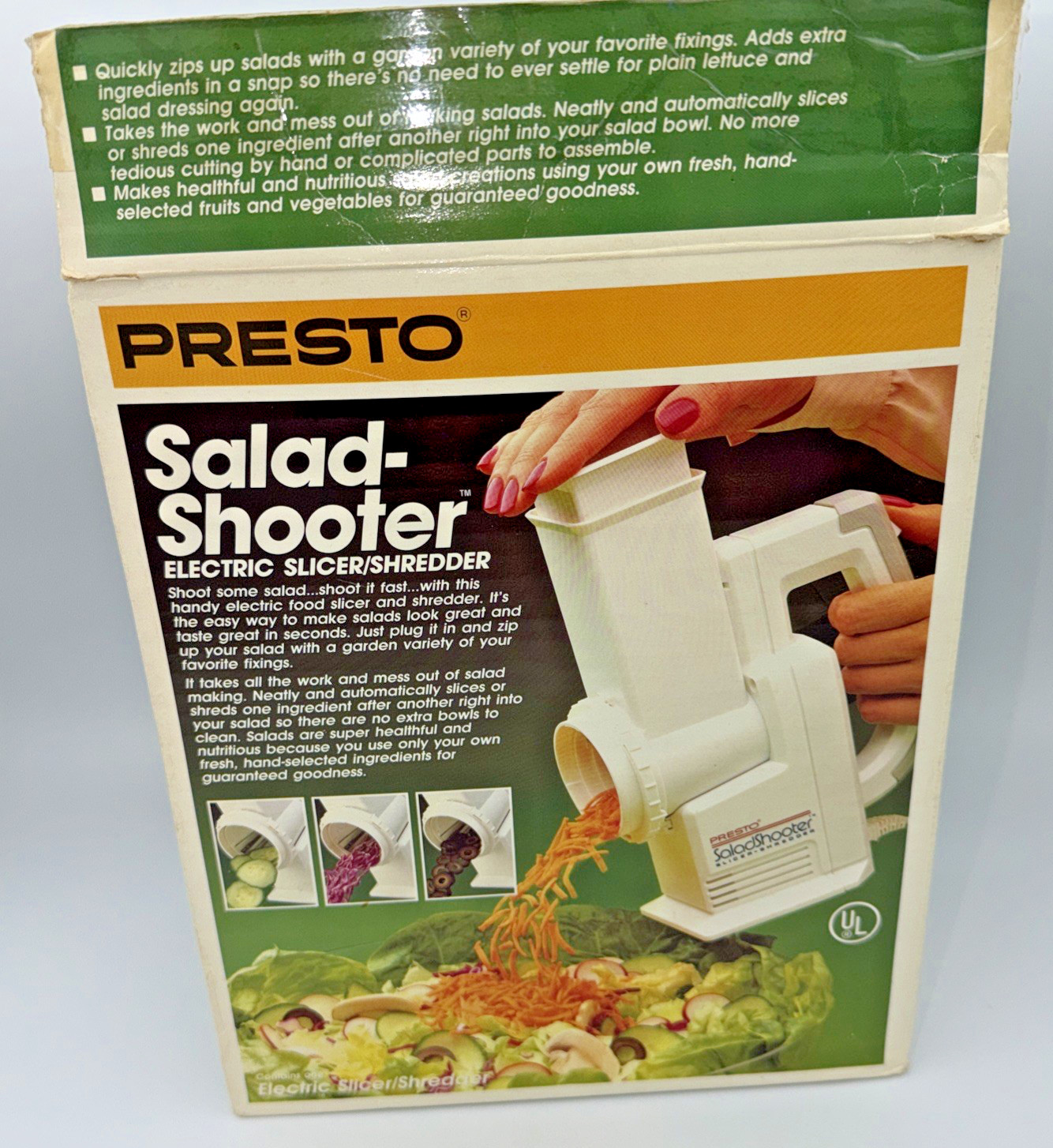 VINTAGE PRESTO SALAD-SHOOTER ELECTRIC SLICER SHREDDER MODEL 02910 CLEAN EUC