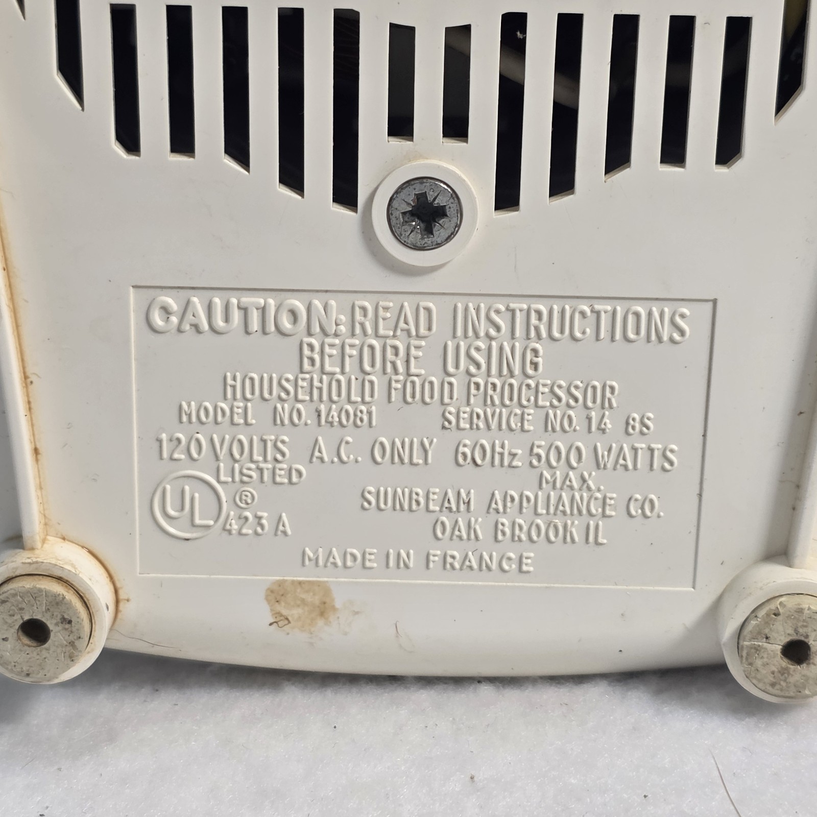 Sunbeam OSKAR Electric Food Processor Model 14081 Slicer Chopper France 1980’s