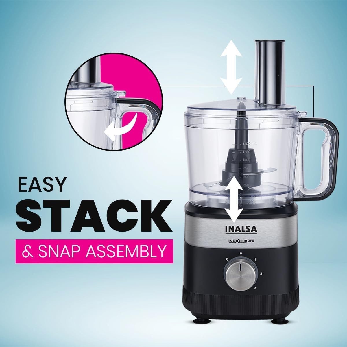INALSA Food Processor For Kitchen With Mixer Grinder Juicer 1000 W 2.5L Jar 220V