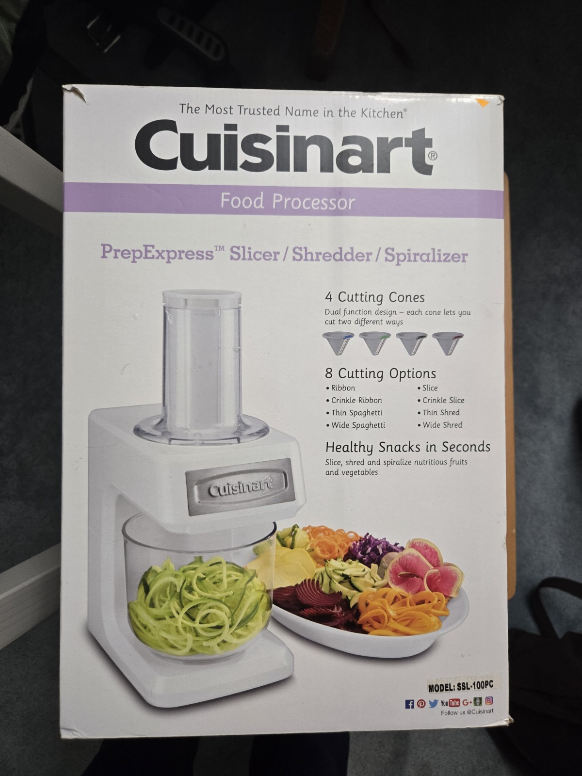 Cuisinart SSL-100PC Food Processor, 5 Cup, White, 4 Cutting Cones