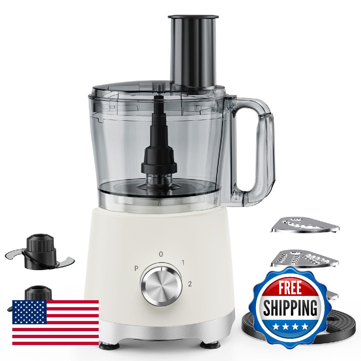 Newbulig 10.5 Cups Food Processor Versatile Food Processors 5 Blades 600W