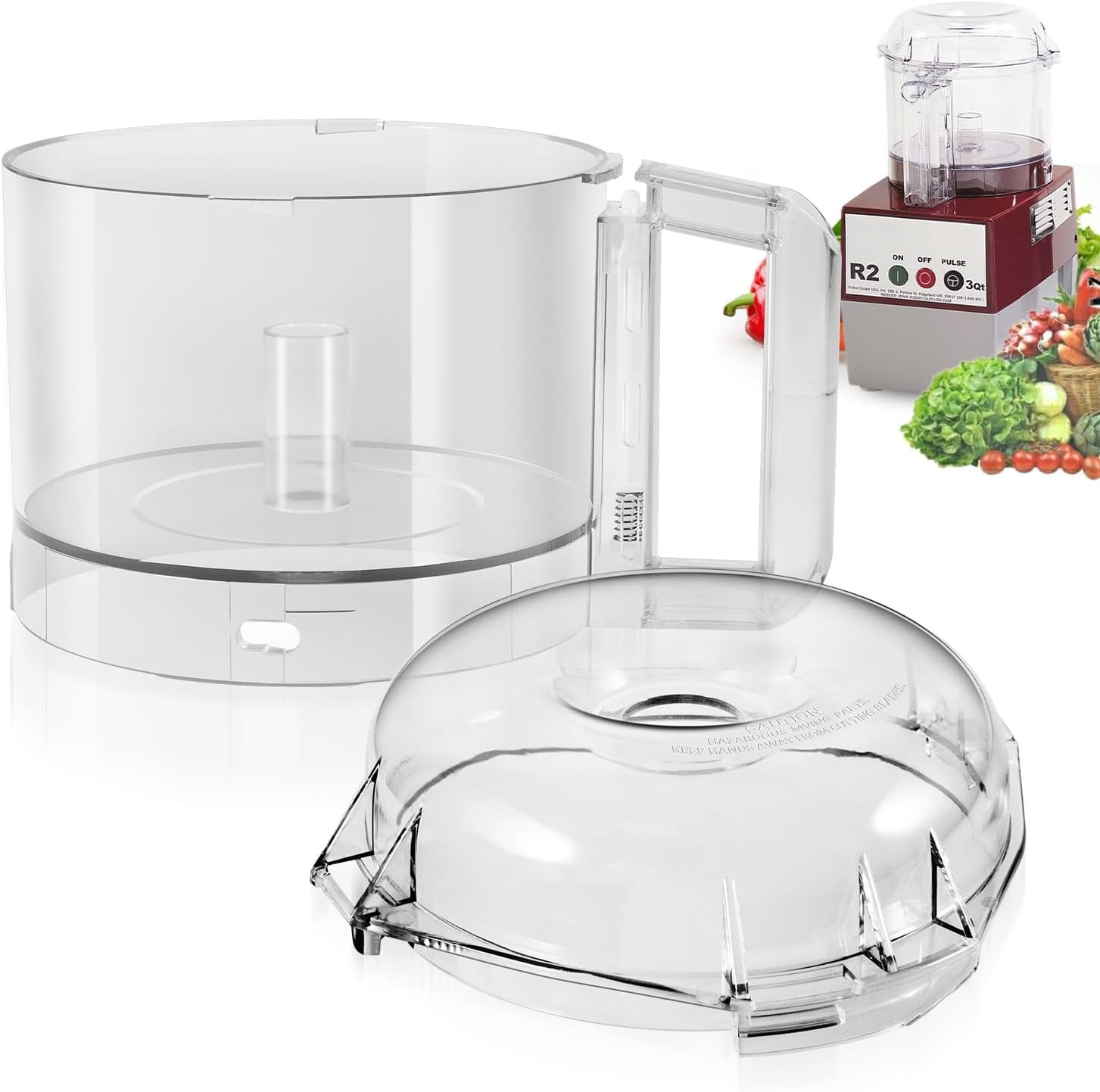 106458S Cutter Bowl Lid and 112203 Cutter Bowl for Robot Coupe R2 Food Processor