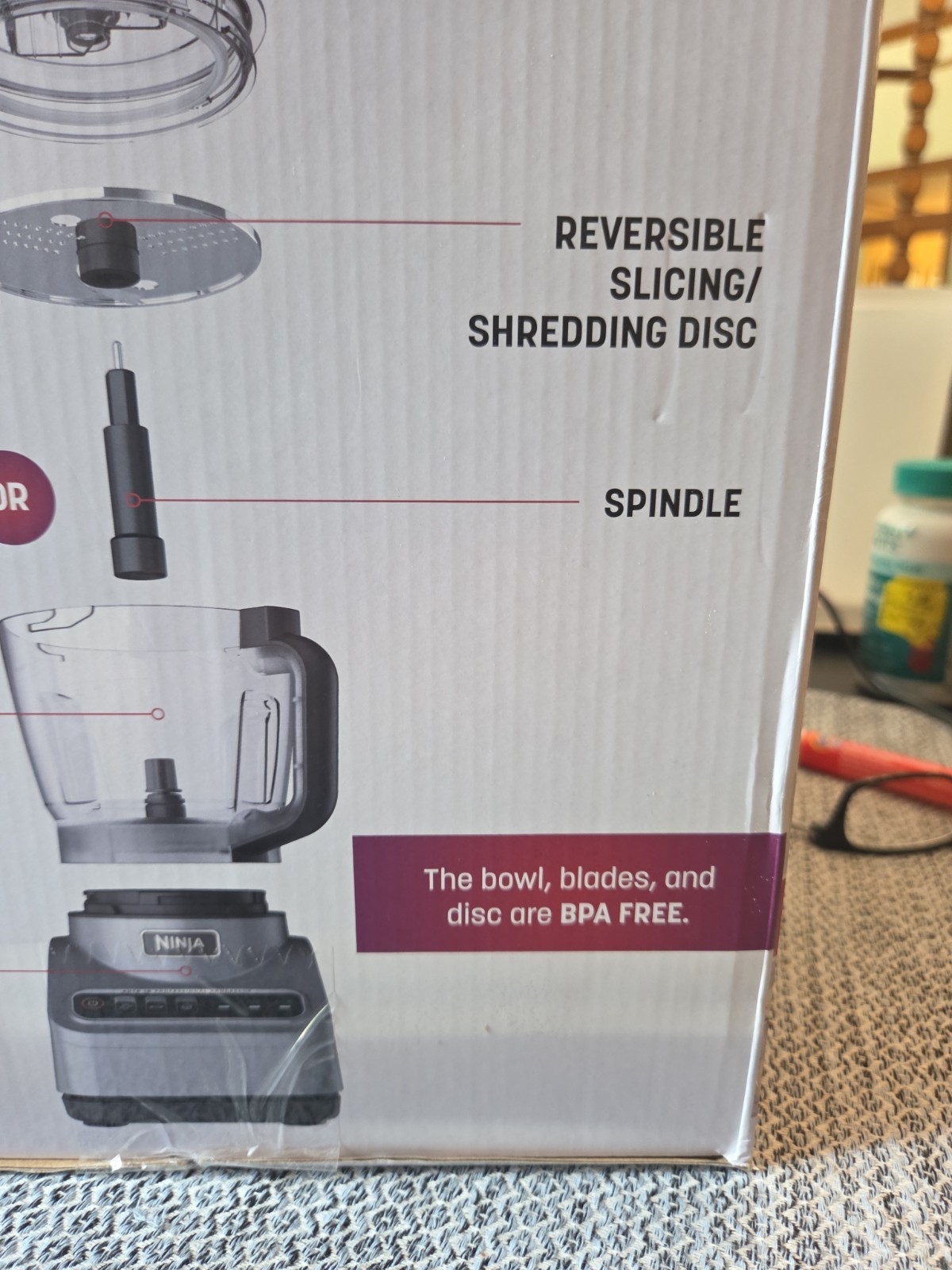 New Ninja Professional Food Processor 3-Auto-IQ 9-Cup Capacity Chop/Disc/Dough