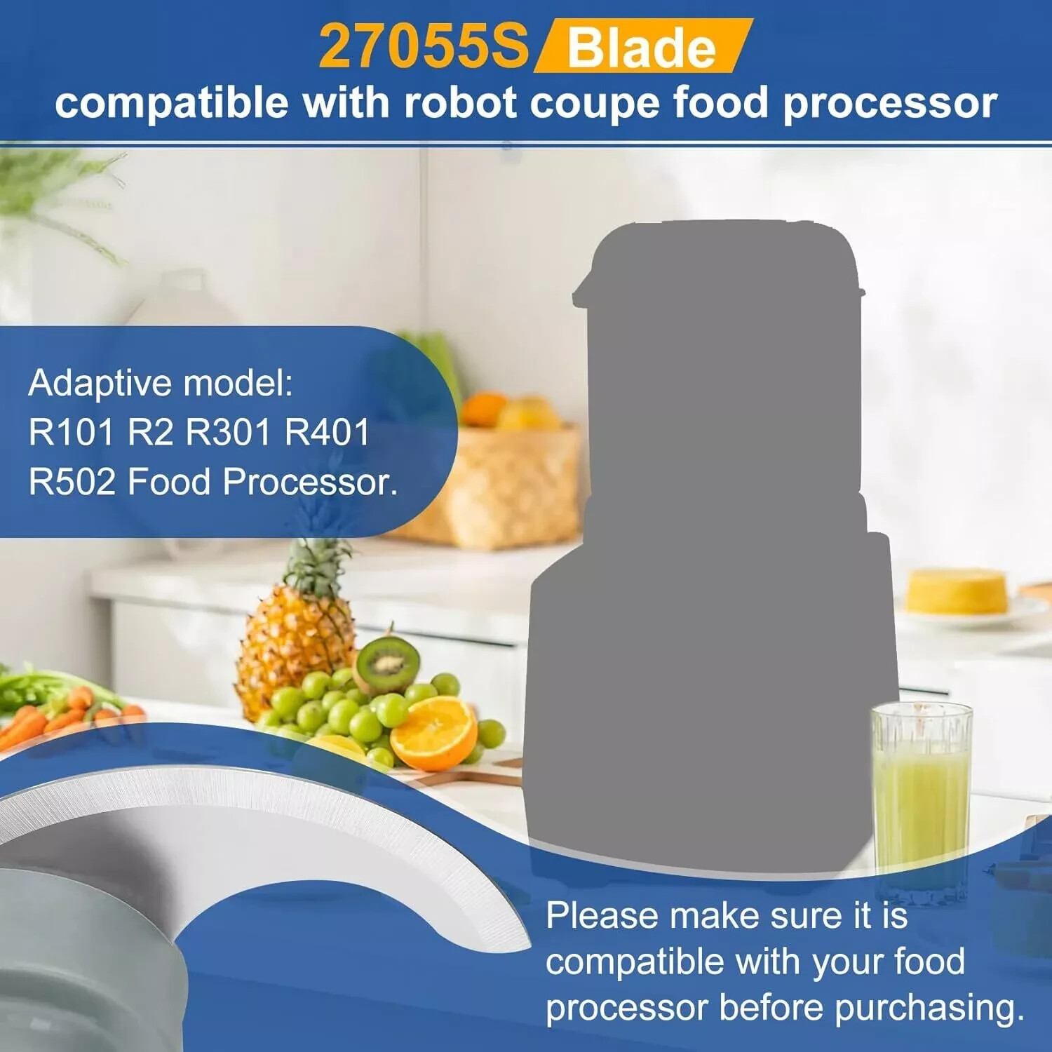 27055 S Smooth Blade Compatible with robot coupe Commercial Food Processor, R…