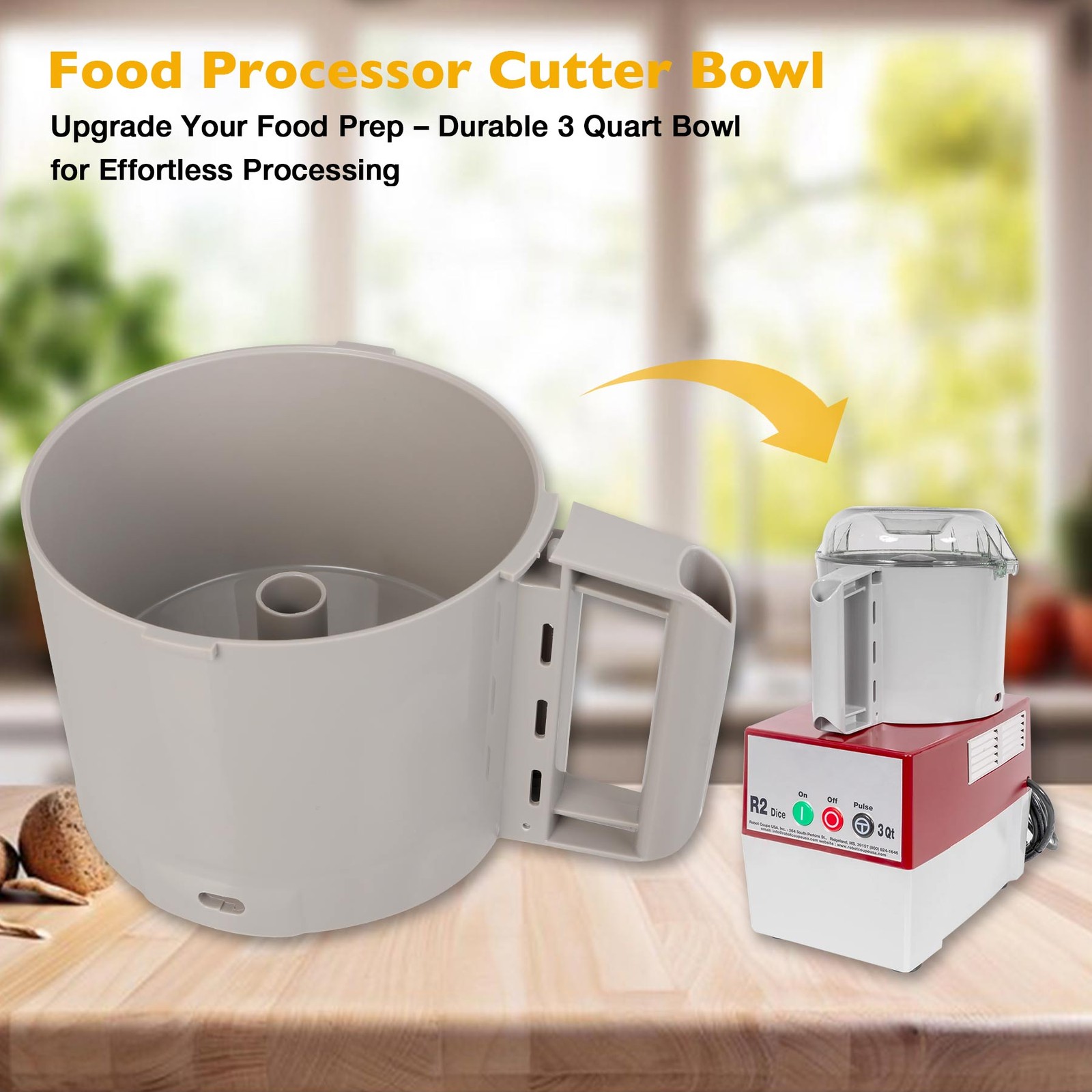 3-Quart Cutter Bowl Fit Robot Coupe R2 R2B R2N R2 Dice Food Processors 112204S