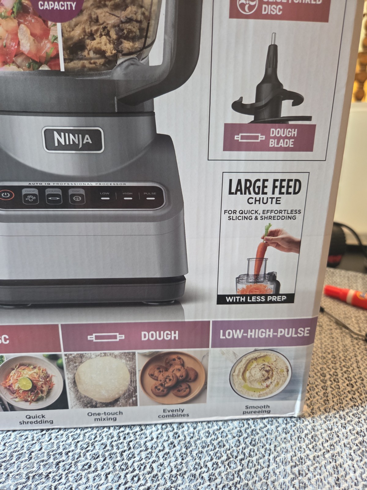 New Ninja Professional Food Processor 3-Auto-IQ 9-Cup Capacity Chop/Disc/Dough