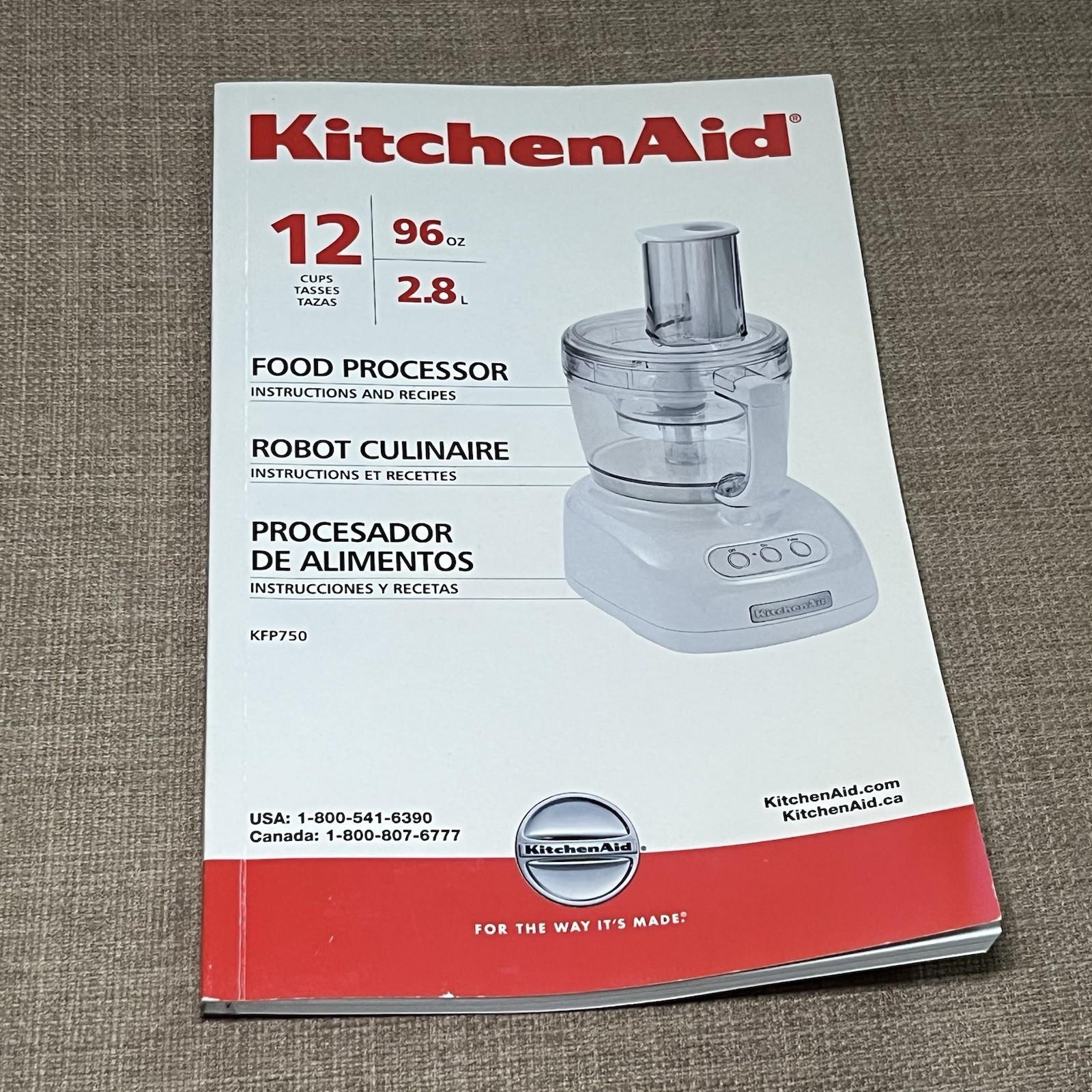 KitchenAid Food Processor KFP750 12 Cup Manual Instructions Booklet How To Use