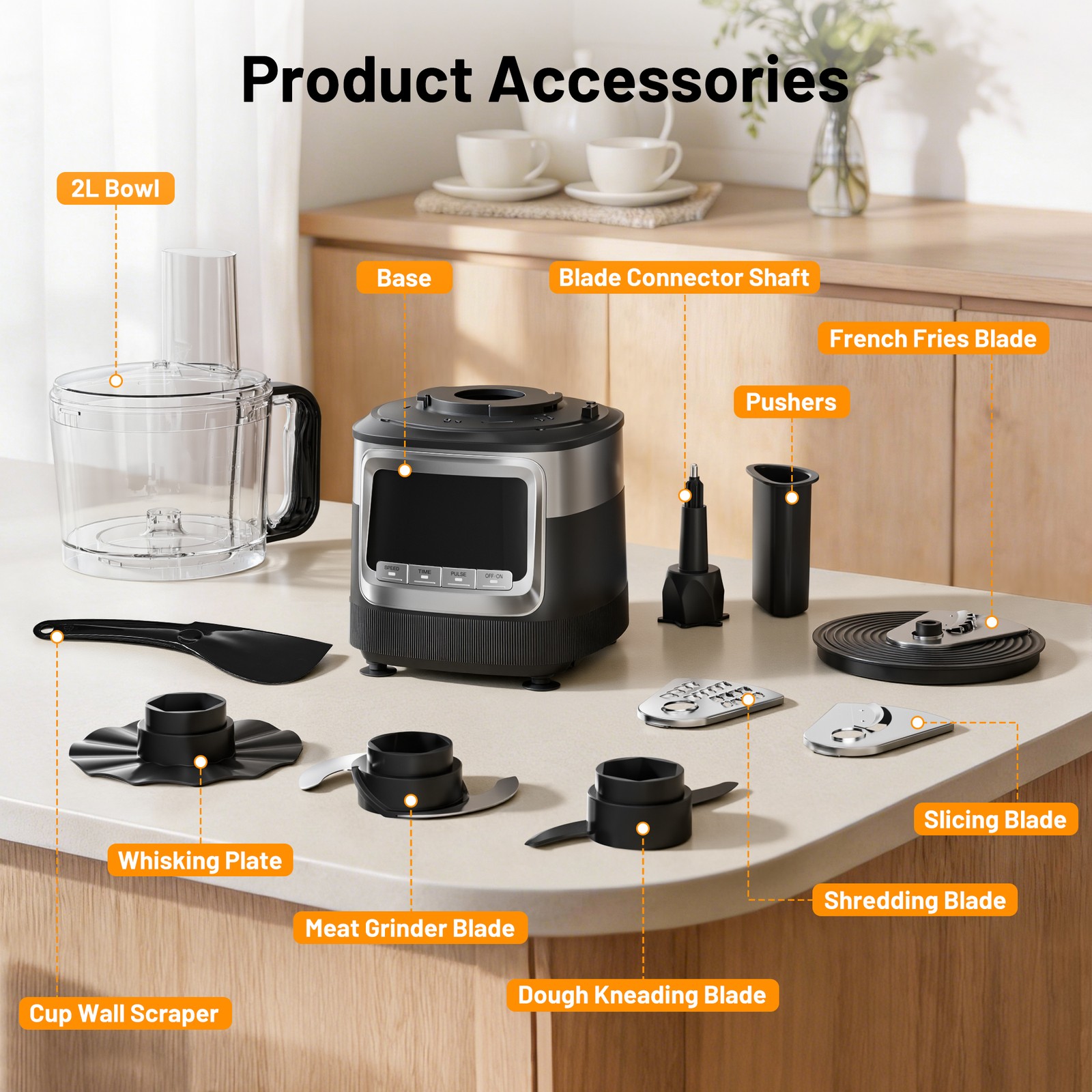 Hicloud FP01 Food Processor 12 Cup, Capable of Shredding/Cutting