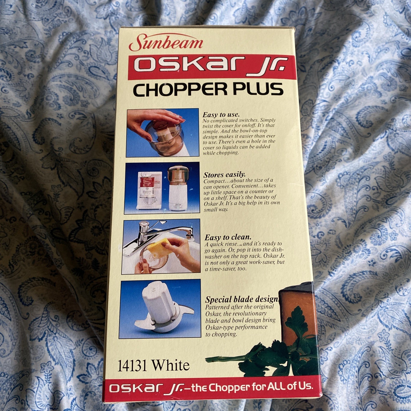 SUNBEAM OSKAR Jr PLUS ELECTRIC FOOD CHOPPER 1987 MODEL 14131 NEW IN BOX