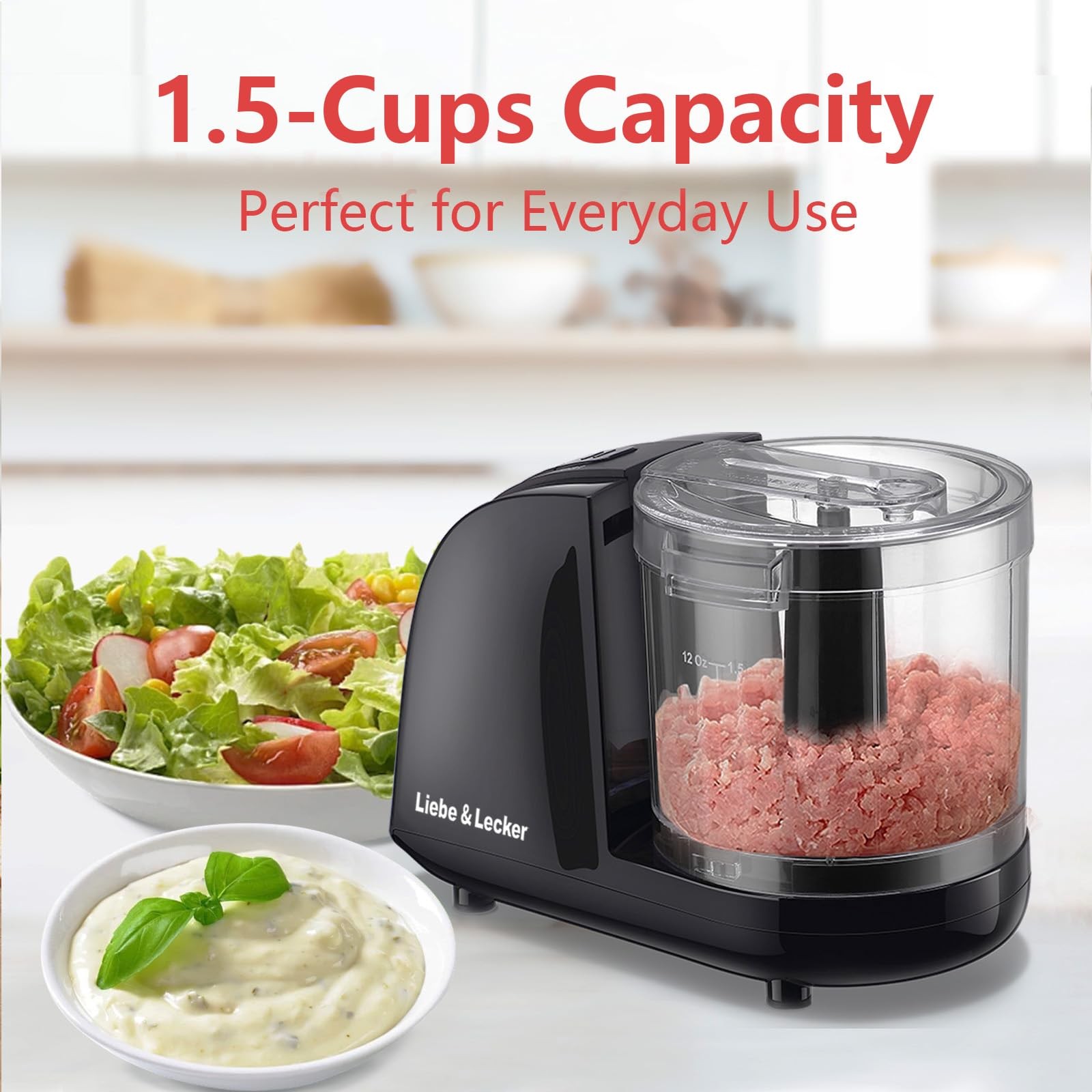 Liebe&Lecker Mini Food Processor 1.5 Cup Small Chopper Electric Mincer