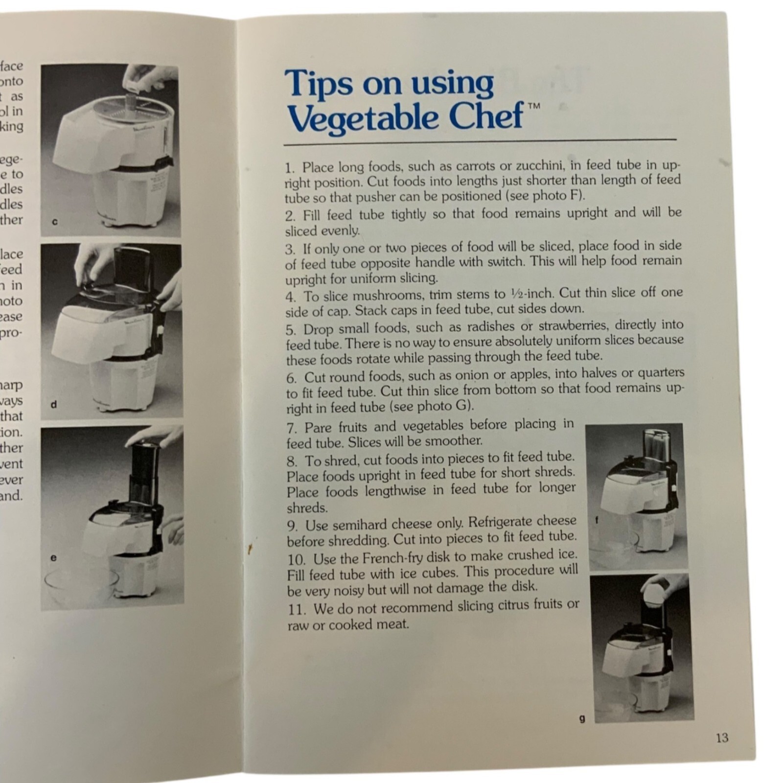 Vintage La Machine Food Processor by Moulinex Model 354 & 390 Instruction Manual