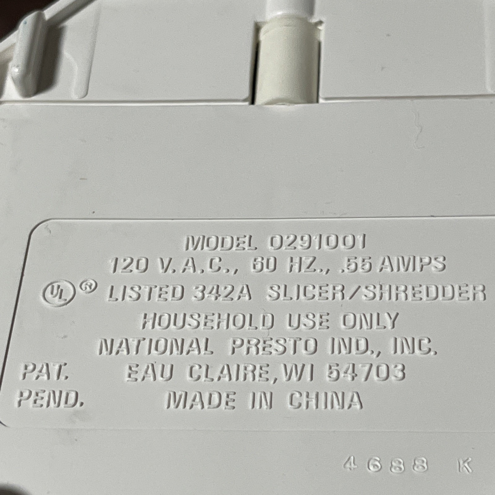 Salad Shooter Presto 1988 #21-010 All Working Parts – No Power Cord