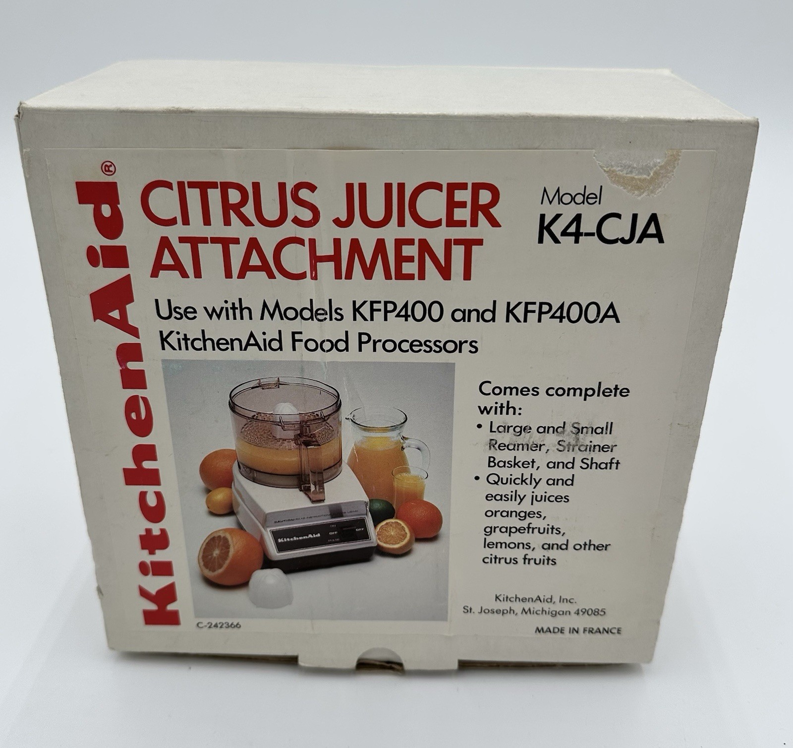 Kitchen Aid Juicer Attachment K4CJA Use With Models KFP400, KFP400A M1 Vintage