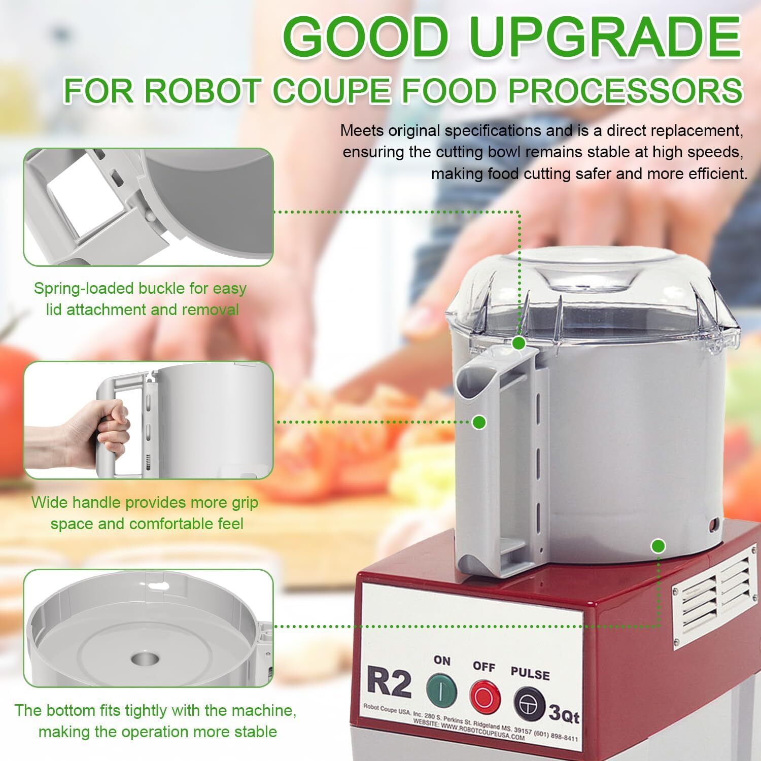 for Robot Coupe 112204 R2 R2N Food Processor Gray Cutter Bowl 3 Quart 112204S