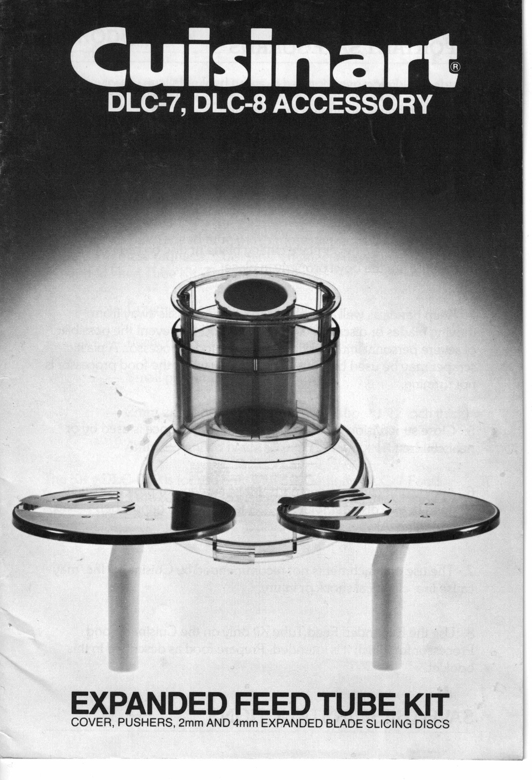 Cuisinart accessory: Owners Manual for Expanded Feed Tube Kit for DLC-7 & DLC-8
