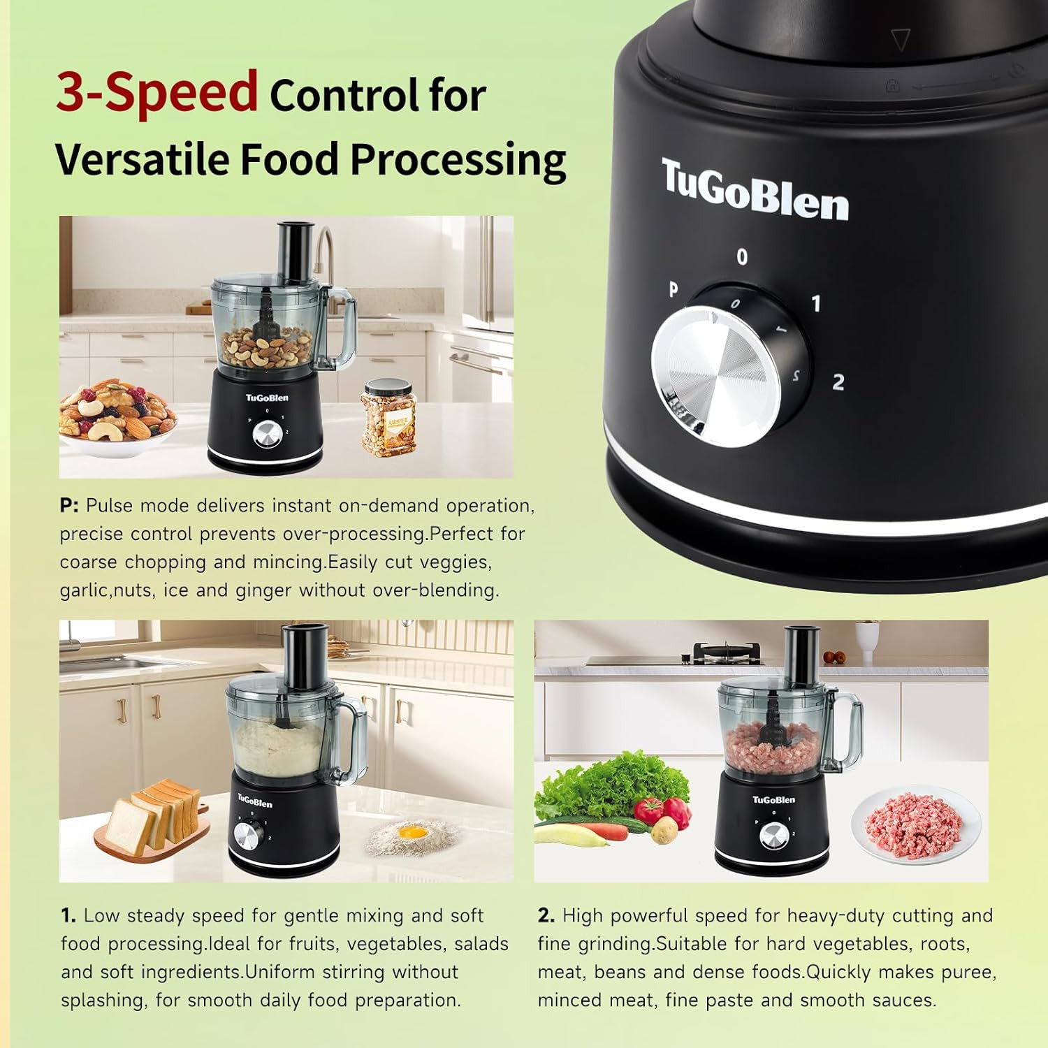 7-In-1 Multifunctional Food Processor with 68Oz Processing Bowl,51Oz Glass Blend