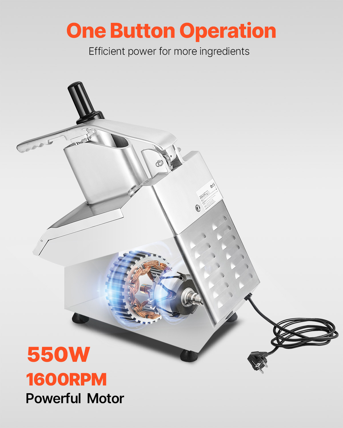 Commercial Food Processor Vegetable Chopper Cutter w/ 6 Blades Fruit Blender