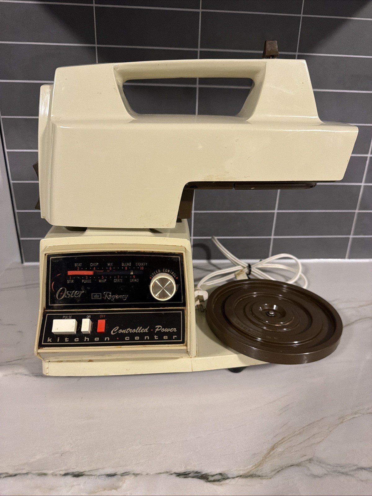 Vintage Oster Regency Kitchen Center 12 Speed Mixer Base Head Turntable