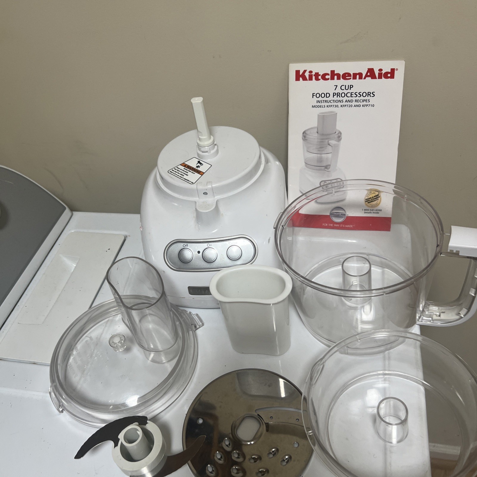 KitchenAid KFP740 WH1 Food Processor 9-Cup w/ Bowl, Blades, Manual FAST SHIPPING