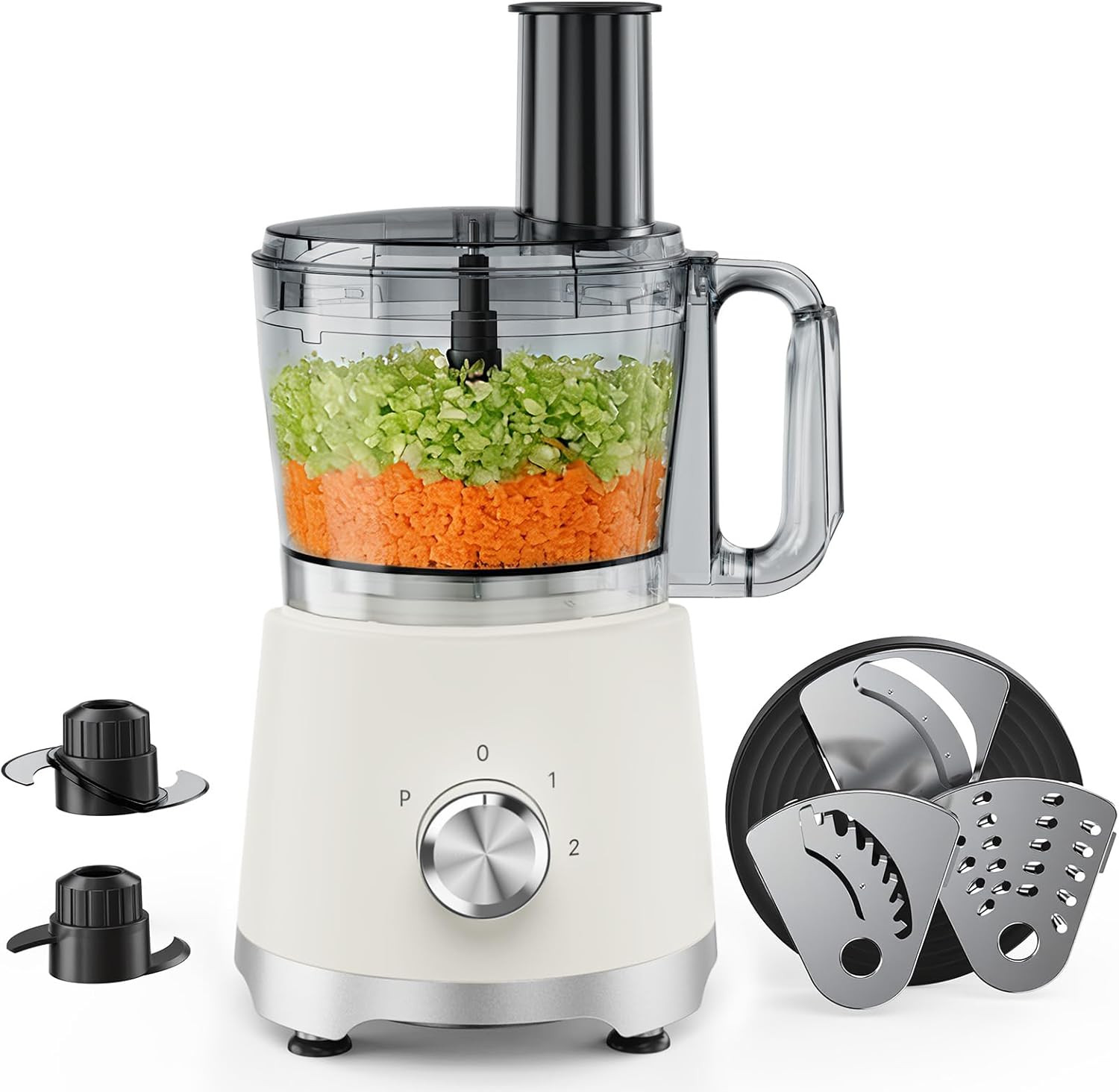 10.5 Cups Food Processor, Versatile Food Processors with 5 Blades, 600W Powerful