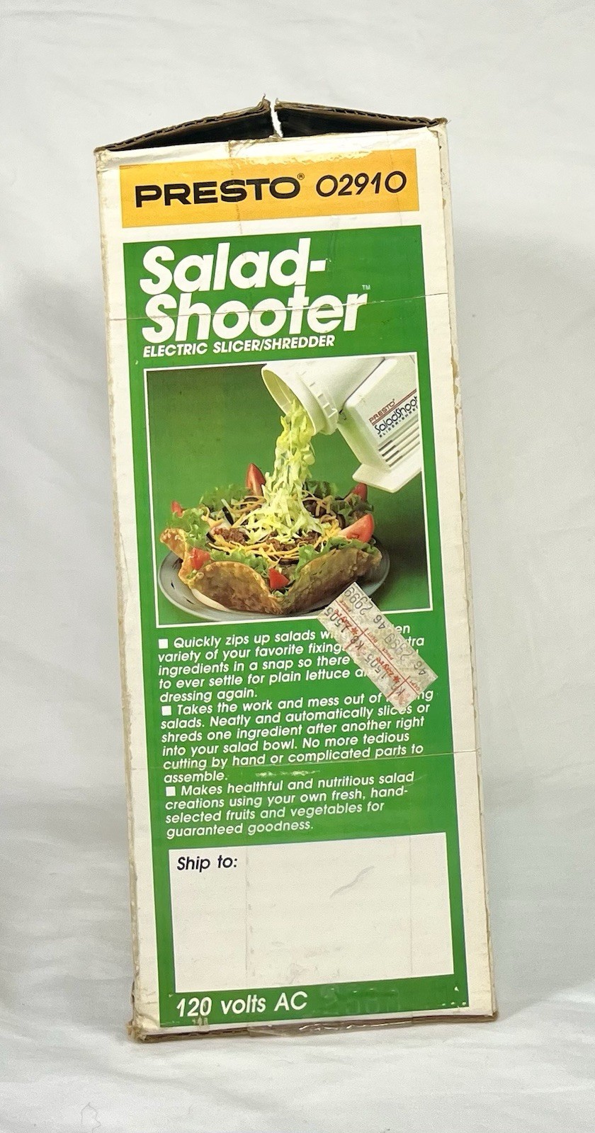 Presto Salad Shooter Electric Food Slicer Shredder 02910 Vintage NOS NEW Sealed