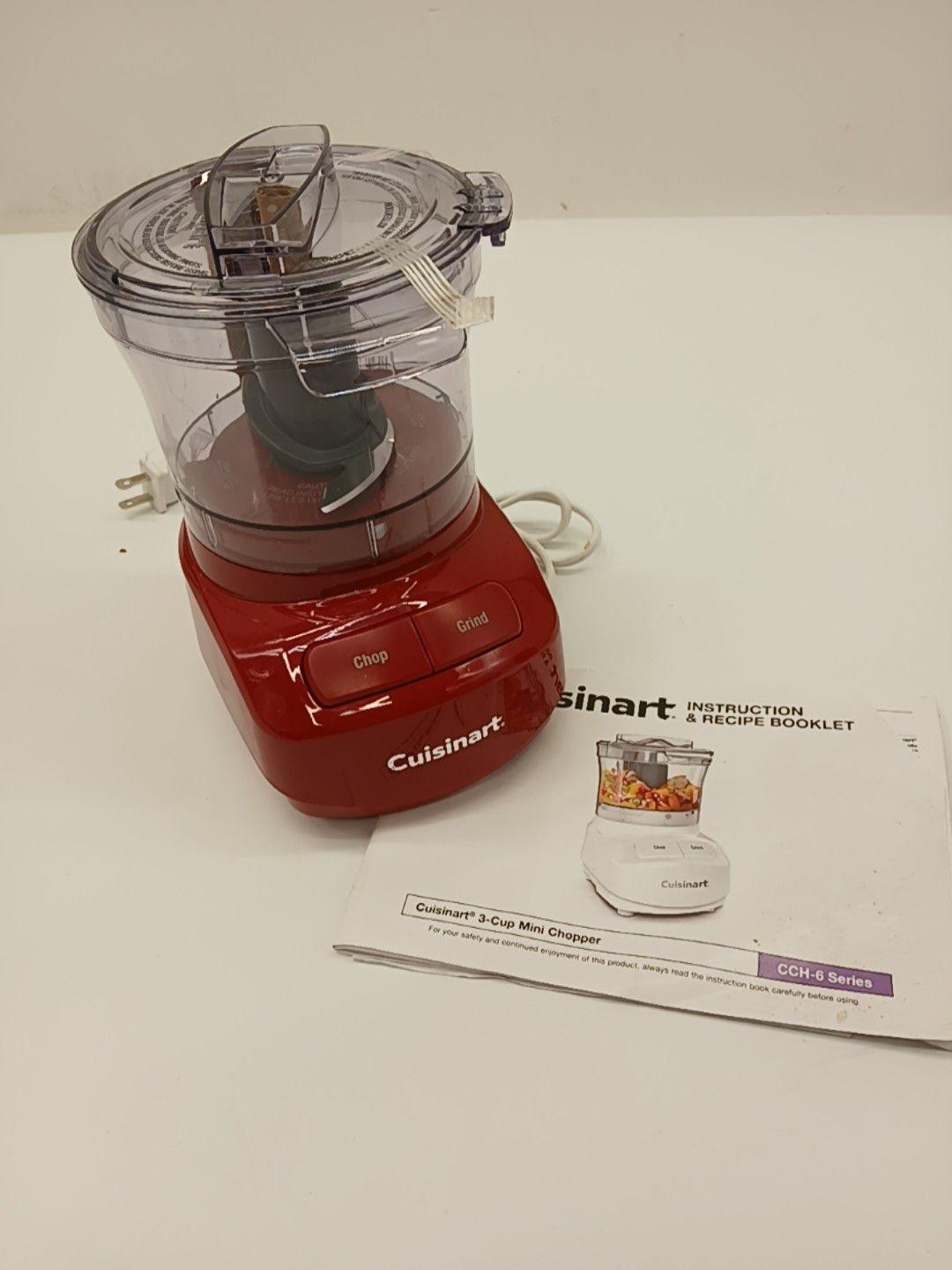 Cuisinart Red 3-Cup Mini Food Processor CCH-6 Series Chopper 2 Speeds Electric