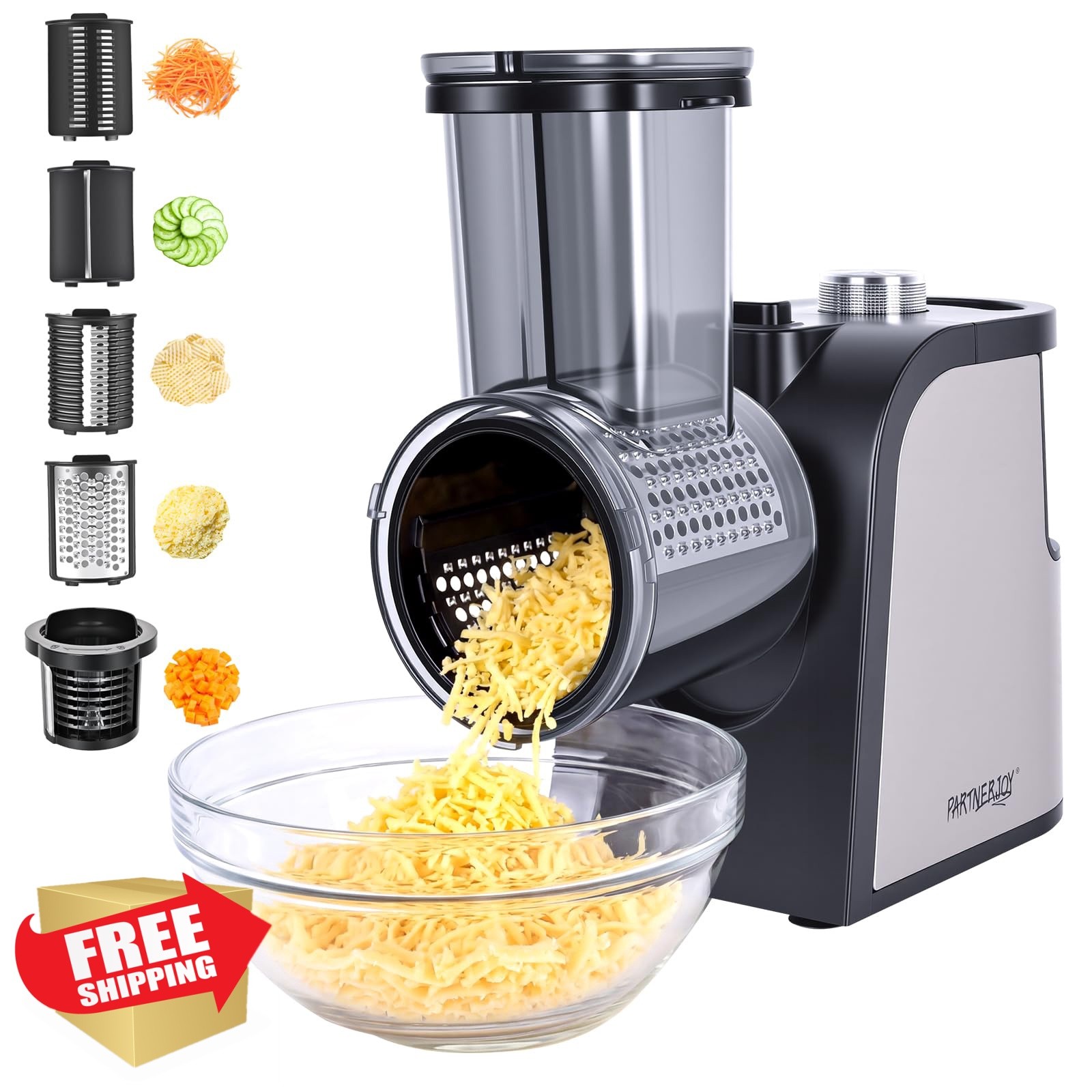 PARTNERJOY Electric Grater Dicer Food Processor