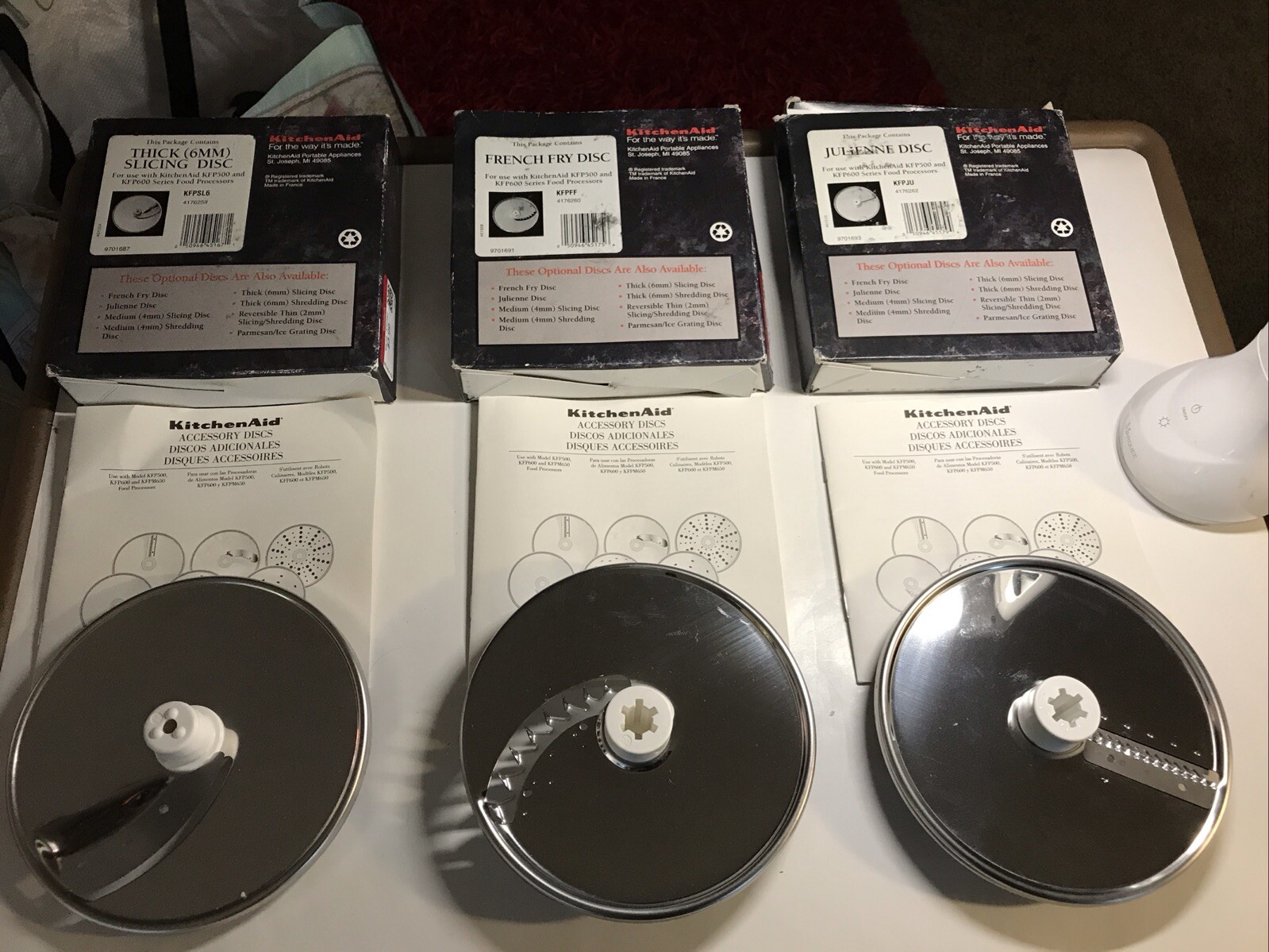 LOT OF 3 KitchenAid Food Processor Discs Thick 6MM Shredding Julienne French Fry
