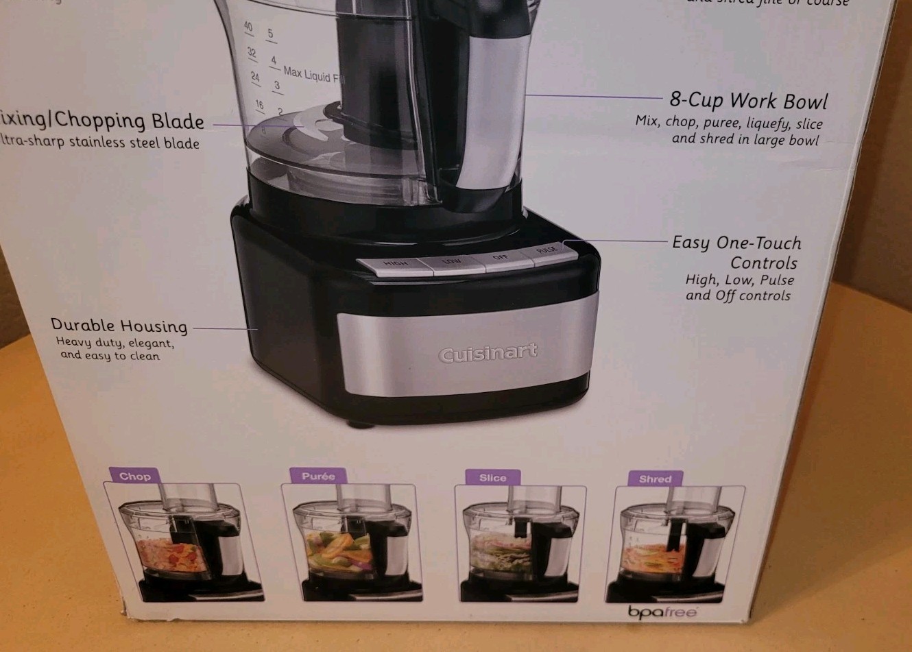 Cuisinart CFP-8BK 8-Cup Food Processor Stainless/Black 120V 350W New In Box
