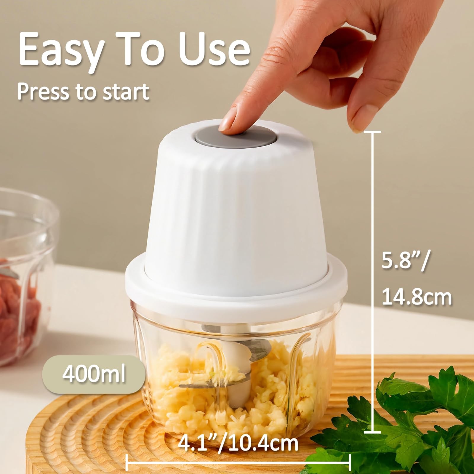 Mini Food Chopper Cordless, 400ml Small Food Processor 1.6Cup, Battery USB-C …