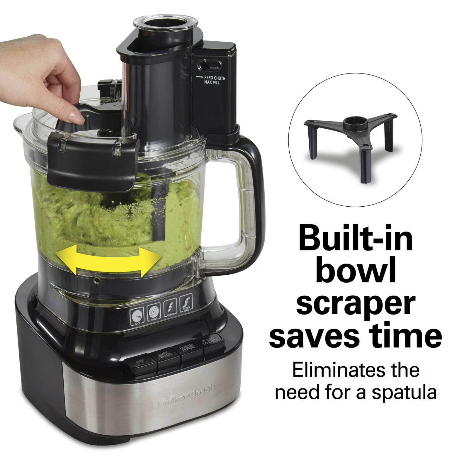 Hamilton Beach 10 Cup Food Processor Chopper Stack & Snap Bowl Scraper Black
