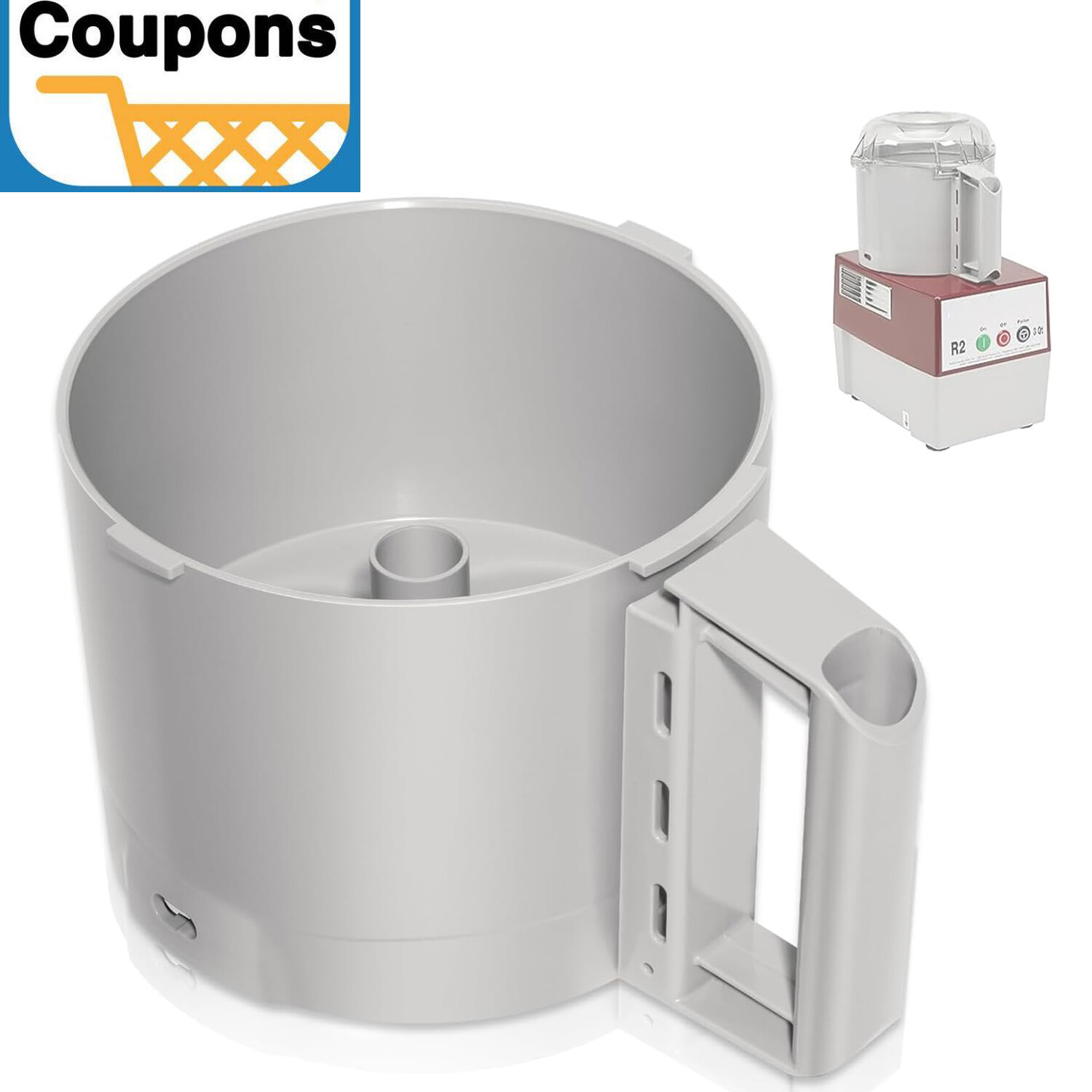 112204S Food Processor Gray Bowl 3 Quart Compatible with Robot Coupe R2 3L Gb